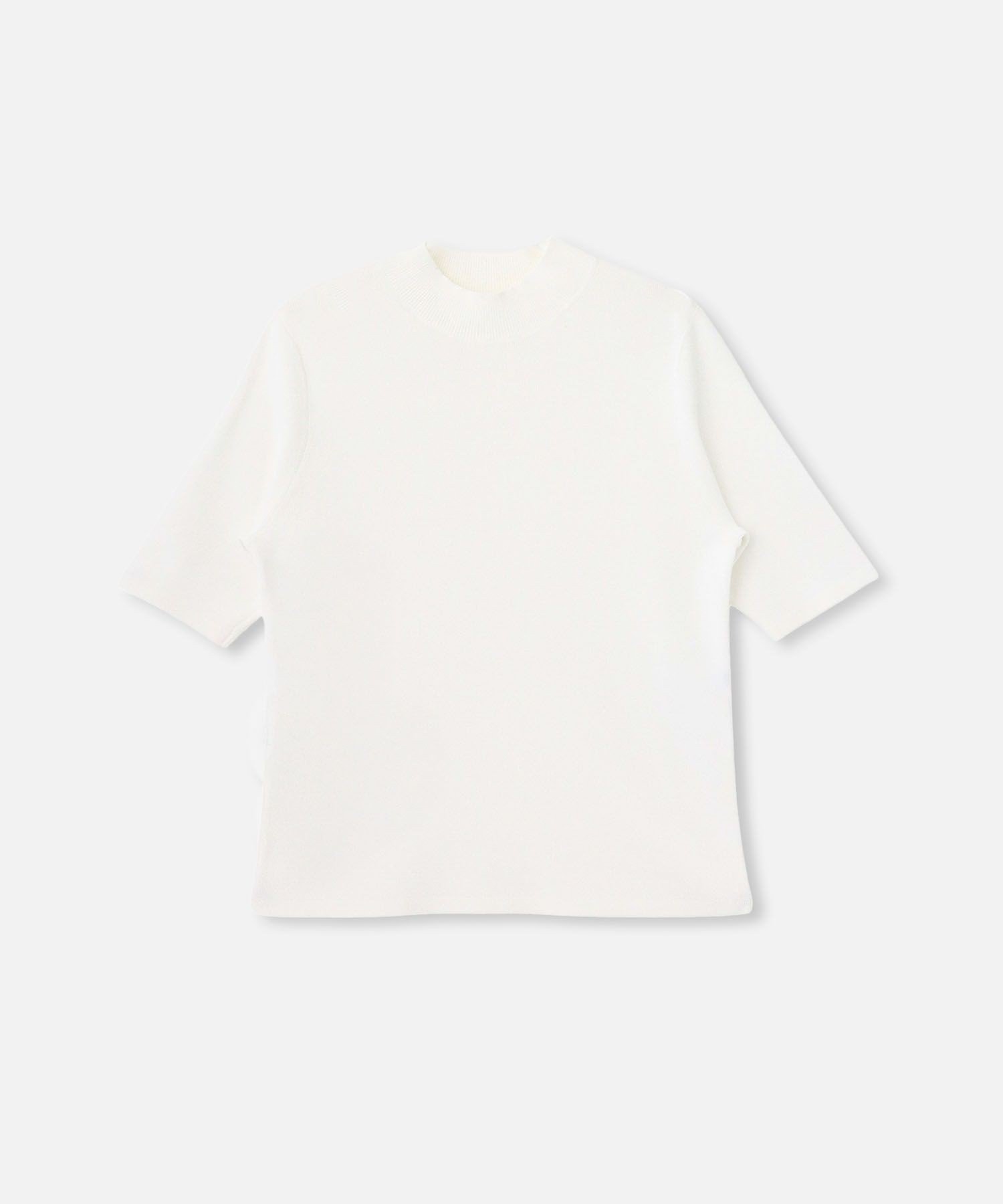 allureville ◇総針モックネック5分袖プルオーバー アルアバイル トップス ニット ホワイト ブラック【送料無料】
