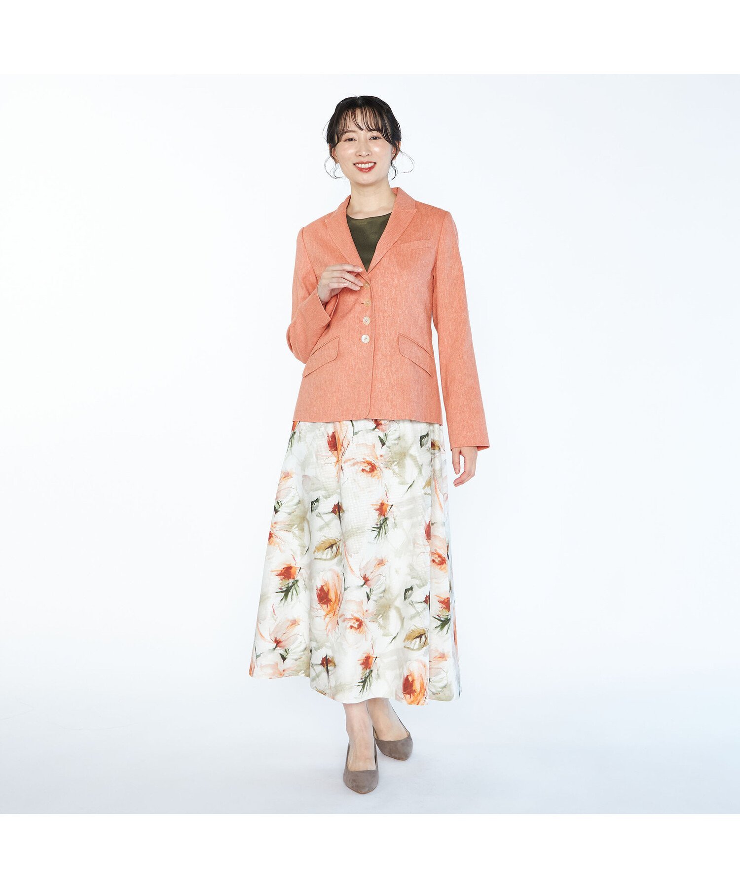 SCAPA リネンコットンストレッチジャケット スキャパ ジャケット・アウター テーラードジャケット・ブレザー オレンジ