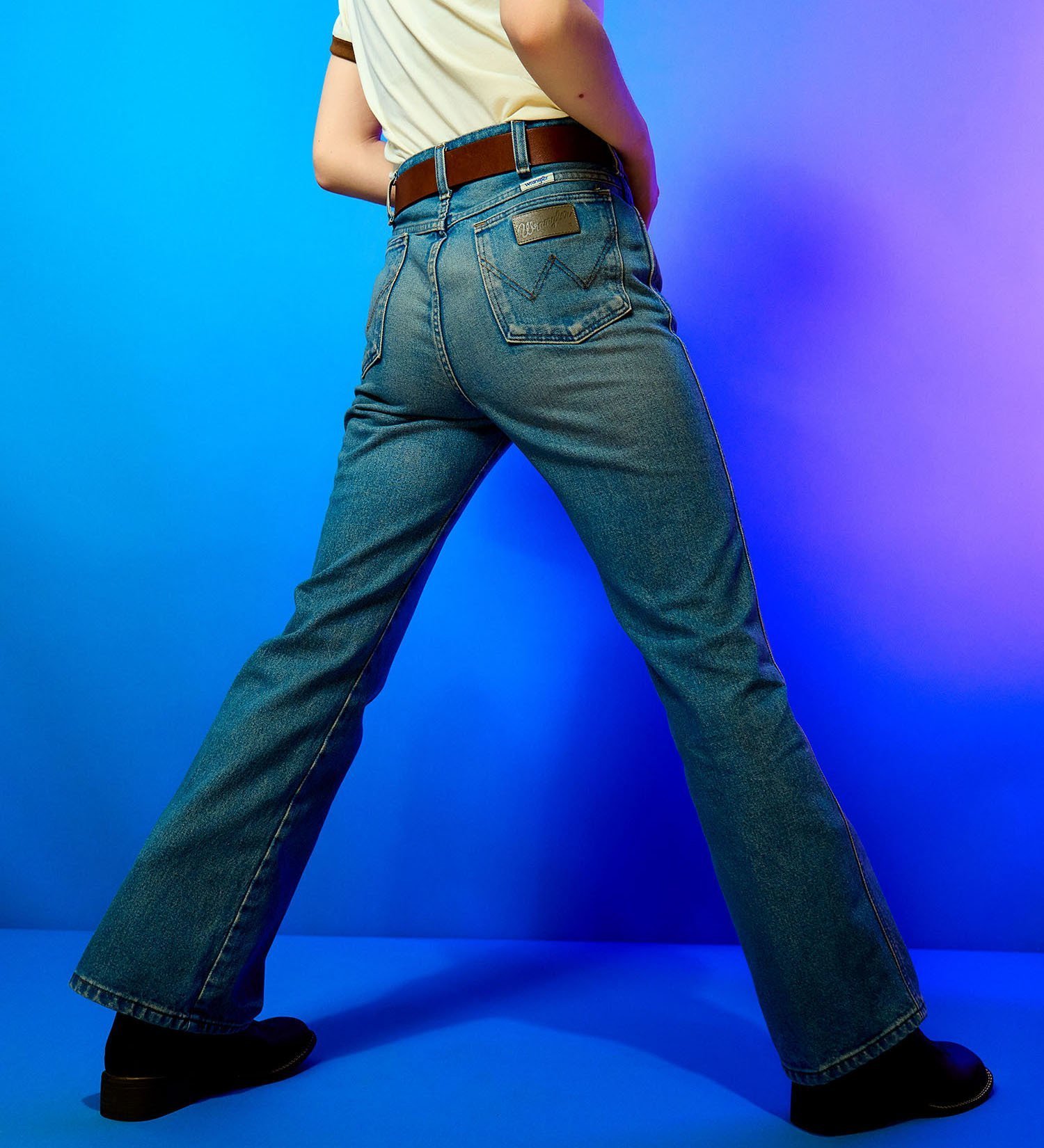 楽天市場】wranglerフレアジーンズの通販 【別注】＜Wrangler＞リメイクデザインフレアデニムパンツ, image size:1500x1650