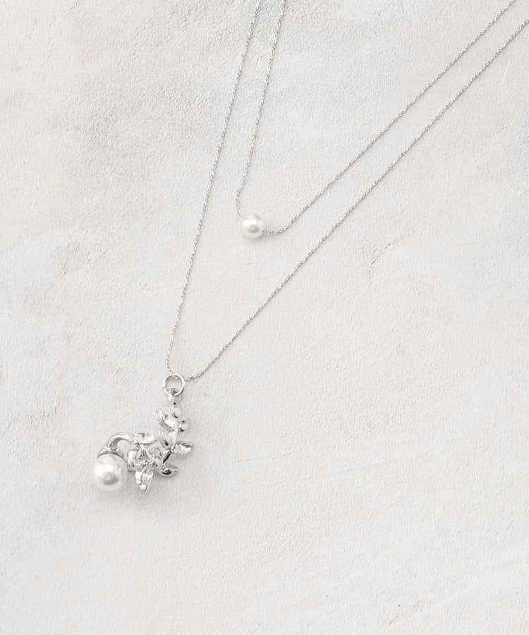 【SALE／36%OFF】grove フラワーモチーフパール調ネックレス グローブ アクセサリー・腕時計 ネックレス シルバー ピンク ゴールド
