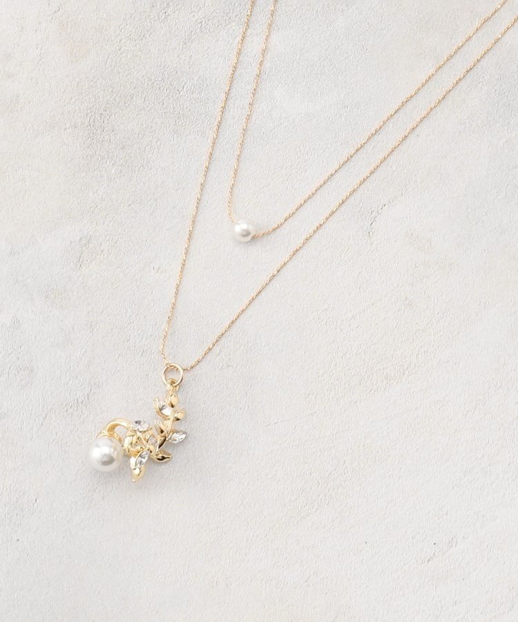 【SALE／36%OFF】grove フラワーモチーフパール調ネックレス グローブ アクセサリー・腕時計 ネックレス シルバー ピンク ゴールド