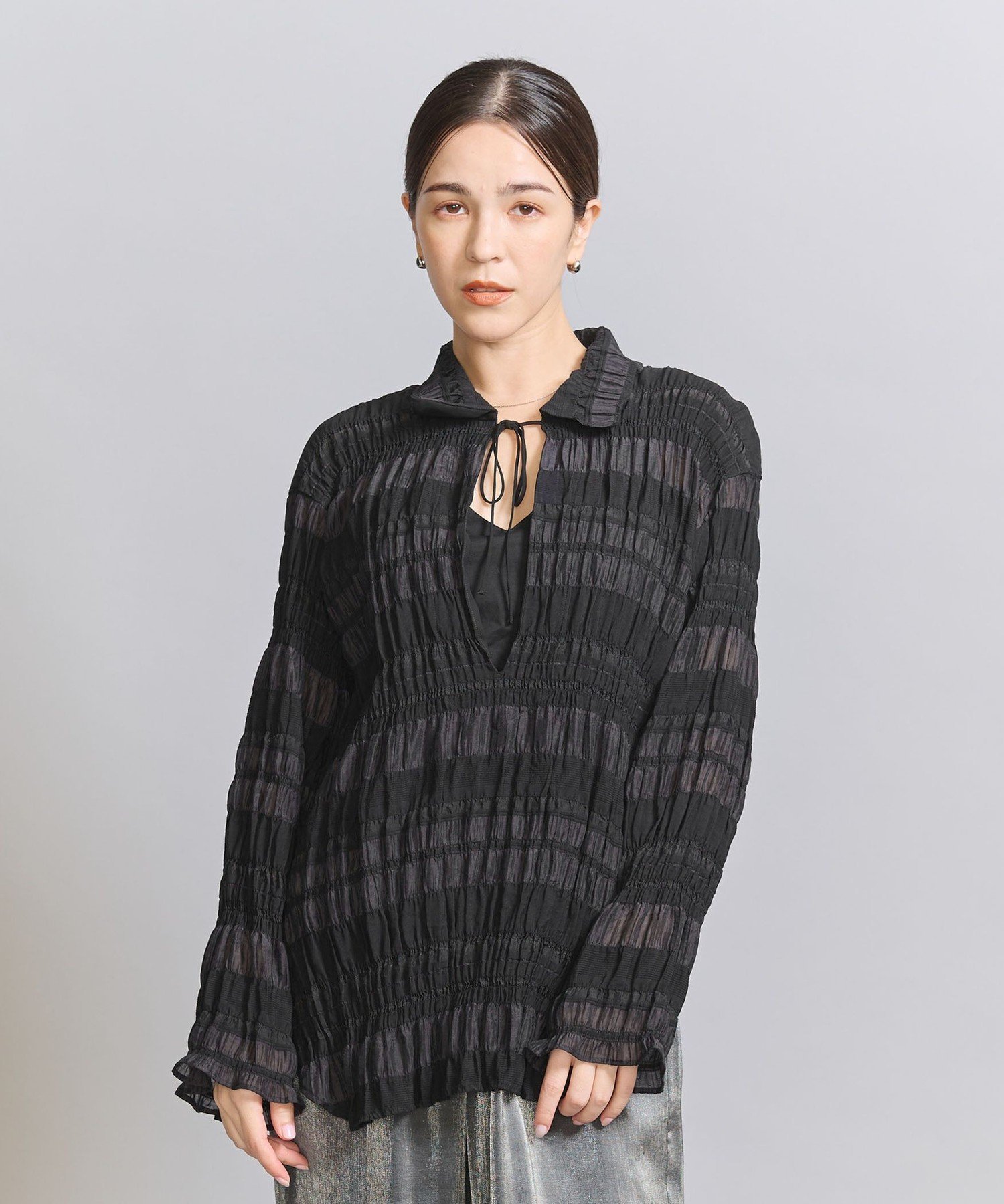 【SALE／80%OFF】BEAUTY&YOUTH UNITED ARROWS シアーボーダー チュニック ユナイテッドアローズ アウトレット ワンピース・ドレス チュニック ブラック ホワイト