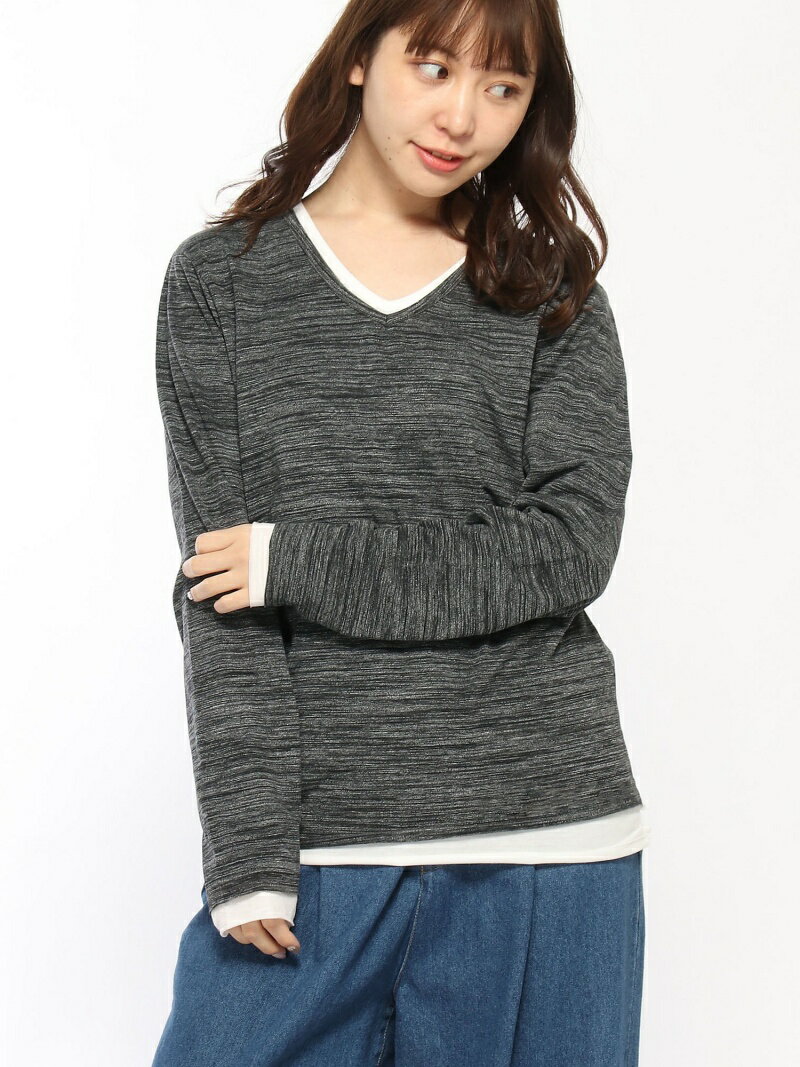 【SALE／40%OFF】Bling Leads 【Bl】アンサンブルVネック長袖Tシャツ レアリゼ トップス カットソー・Tシャツ グレー ネイビー レッド ブラック ホワイト