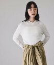 ADAM ET ROPE' FEMME シアーフードプルオーバー アダムエロペ トップス カットソー・Tシャツ ホワイト ブラック【送料無料】