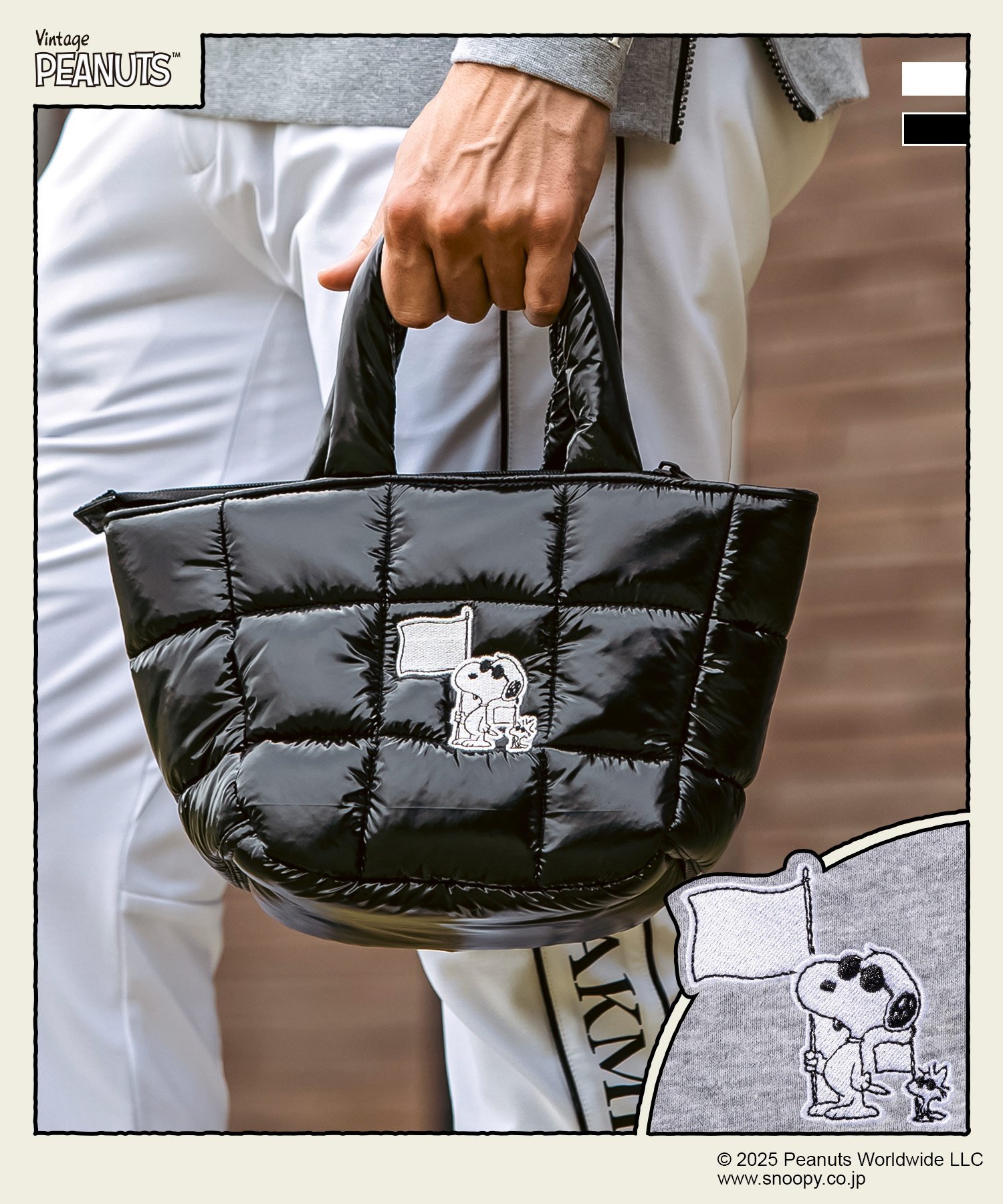 【SALE／30%OFF】LUXEAKMPLUS LUXEAKMPLUS ゴルフ【スヌーピー】パデッドミニトートバッグ シフォン バッグ トートバッグ ホワイト ブラック【送料無料】