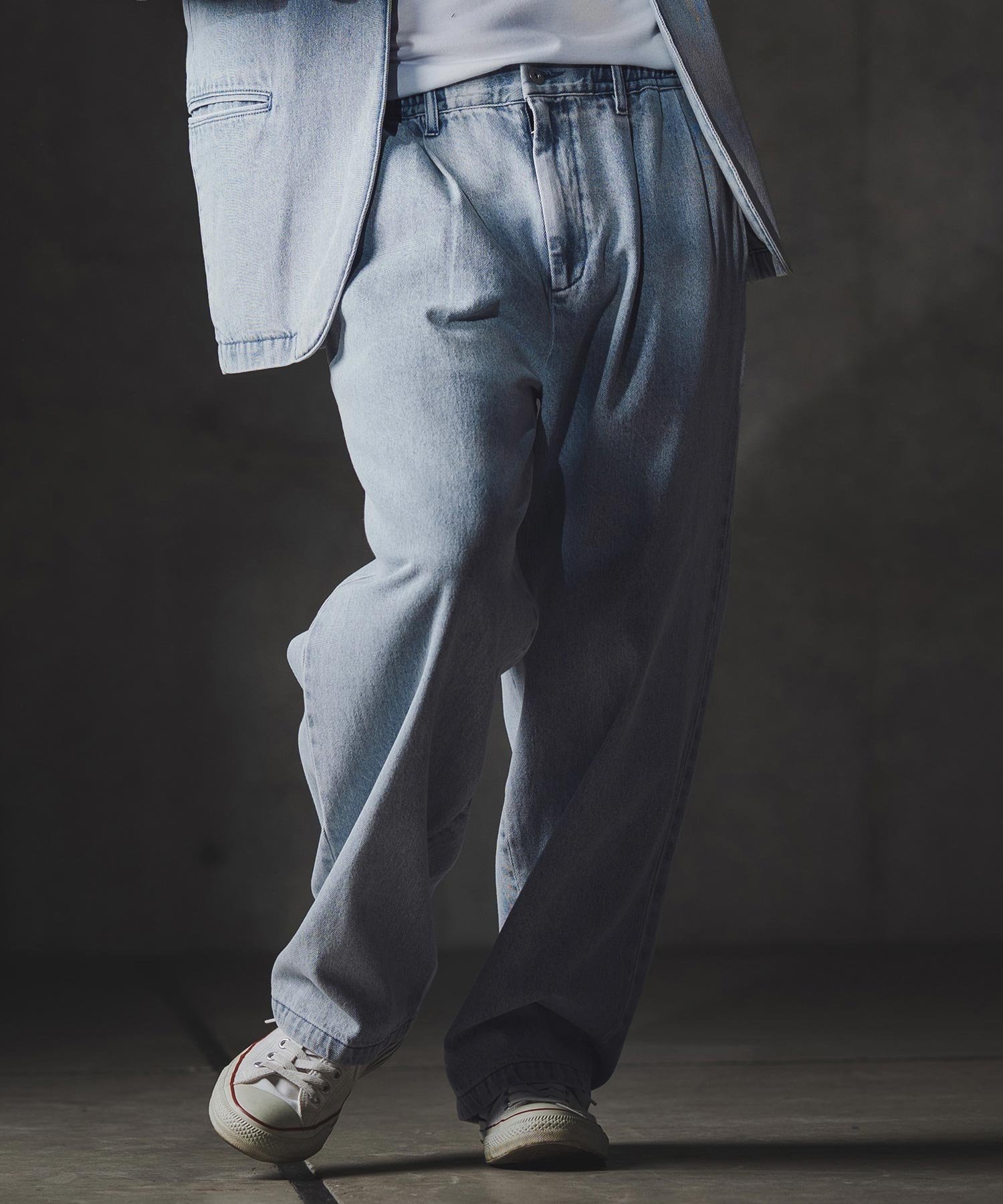 GLIMCLAP mp13871-Denim wide-leg trousers-Distressed for a vintage look- デニ カンビオ パンツ その他のパンツ ネイビー ブルー ブラック グレー【送料無料】
