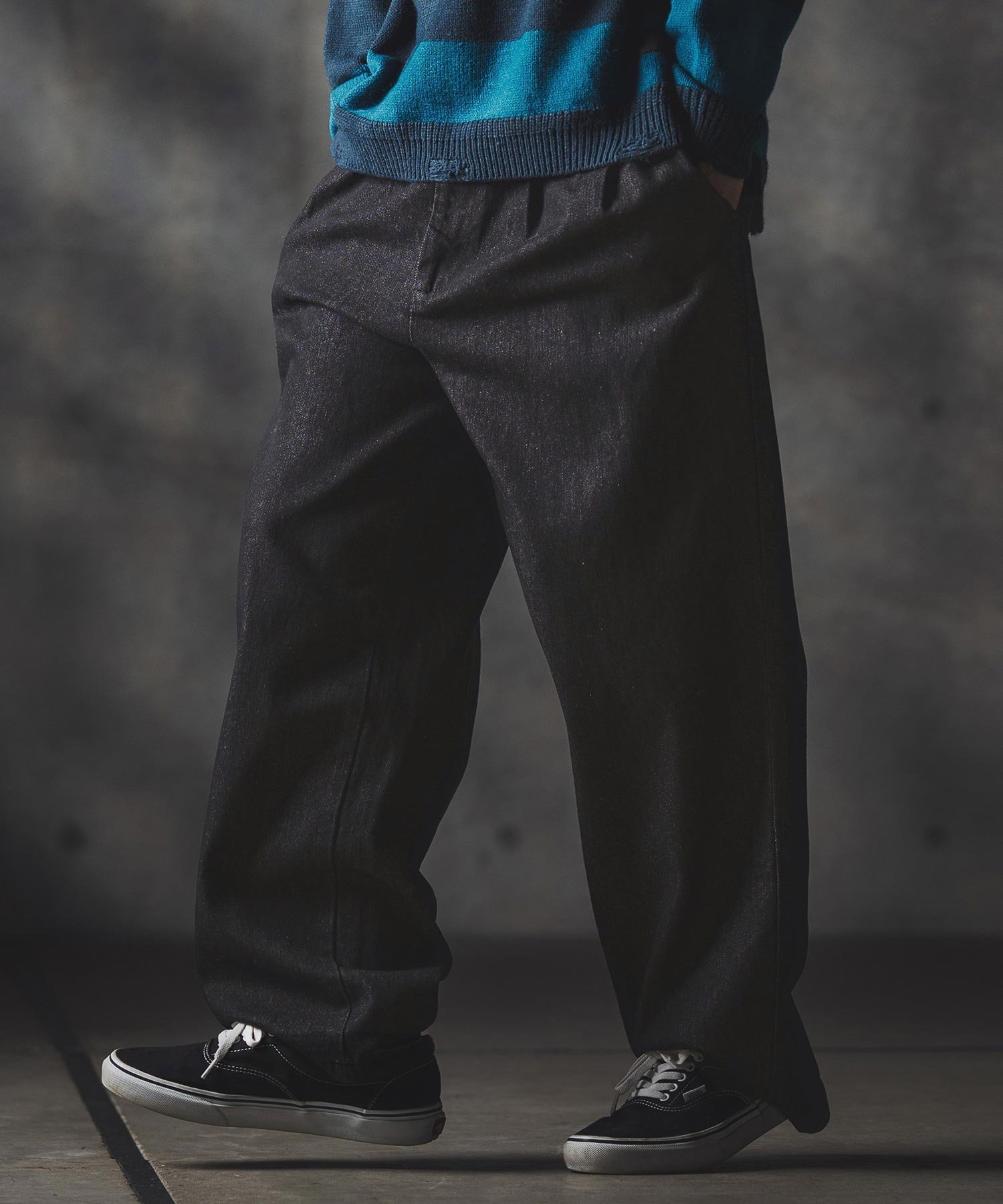 GLIMCLAP mp13871-Denim wide-leg trousers-Distressed for a vintage look- デニ カンビオ パンツ その他のパンツ ネイビー ブルー ブラック グレー【送料無料】