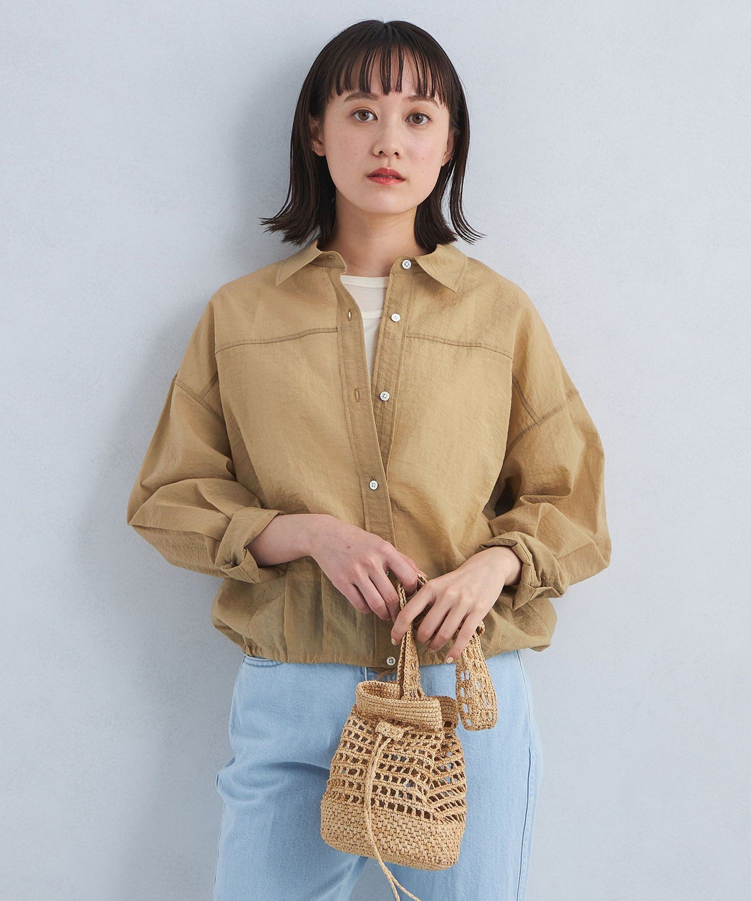 【SALE／50%OFF】UNITED ARROWS green label relaxing ドロスト シアー シャツ ユナイテッドアローズ アウトレット トップス シャツ・ブラウス ベージュ ブラック ホワイト【送料無料】