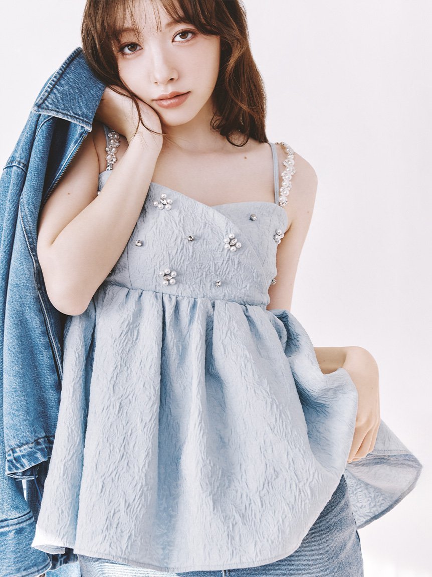 LILY BROWN [L.B CANDY STOCK]ビッグリボンビジューペプラムトップス リリーブラウン トップス シャツ・ブラウス ブラック ブラウン【送料無料】