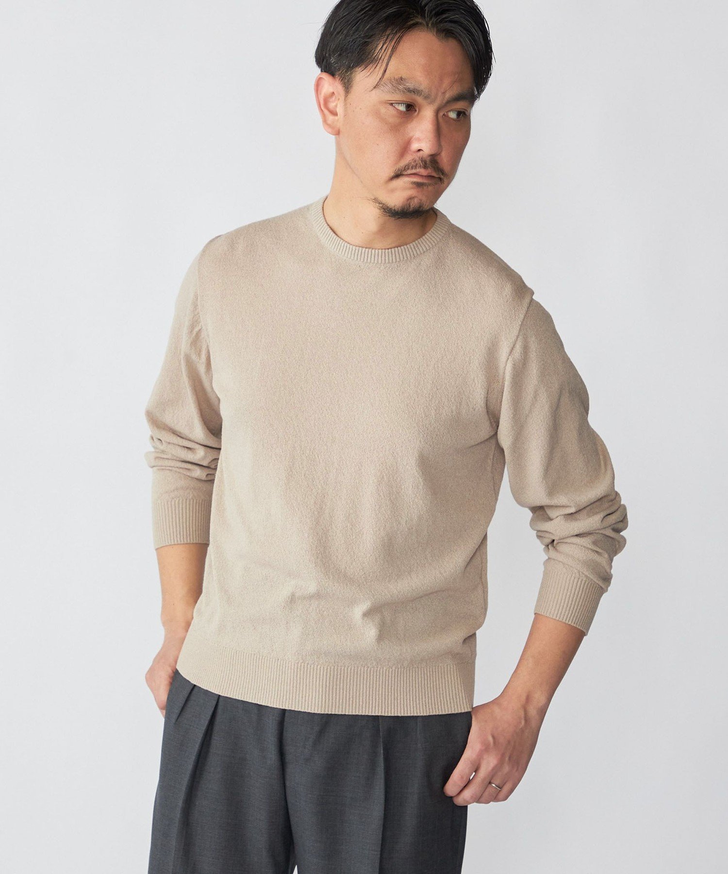 Knit Sweater - SHIPS MEN SHIPS: 14ゲージ アムンゼン クルーネック ロングスリーブ ニット シップス トップス ニット ネイビー ブラック ホワイト ベージュ【送料無料】