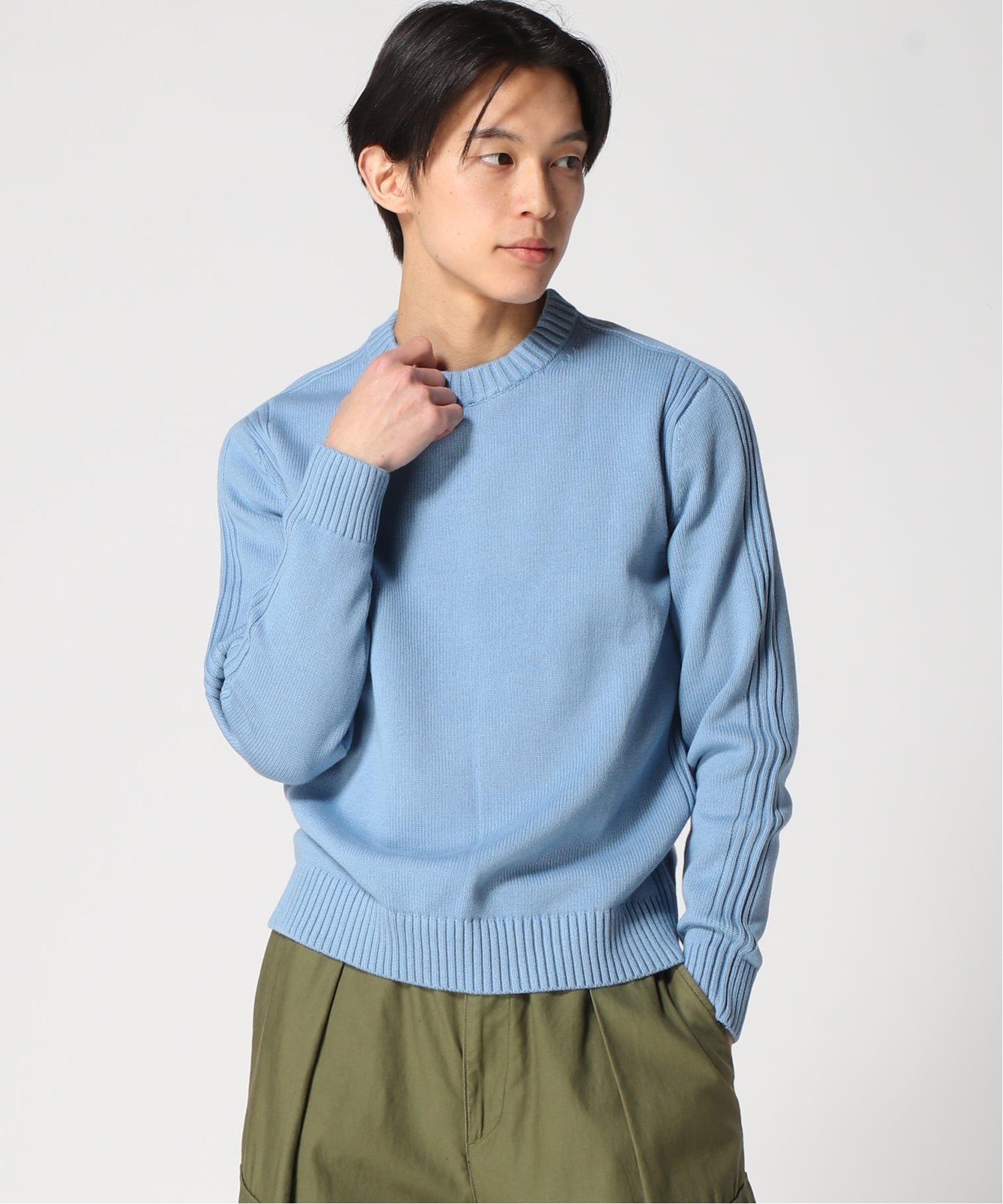 【SALE／70 OFF】BANANA REPUBLIC FACTORY STORE (M)BANANA REPUBLIC FACTORY STORE プレーテッド クルーネック セーター バナナ リパブリック ファクトリーストアー トップス ニット ブルー グリーン【送料無料】