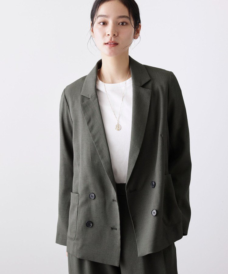 Dessin 【セットアップ可/洗える】リネンライクダブルジャケット デッサン ジャケット・アウター テーラードジャケット・ブレザー グレー【送料無料】
