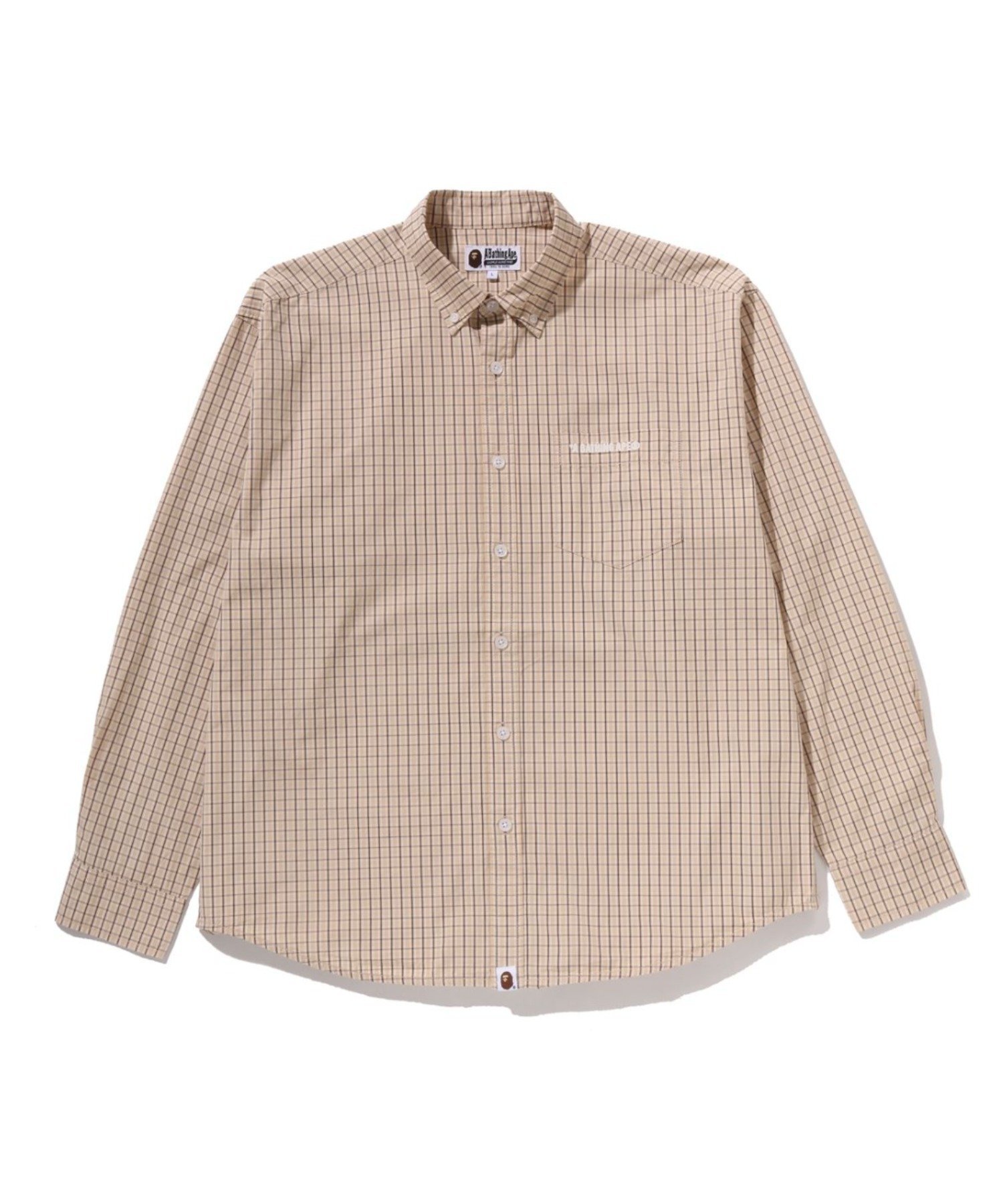A BATHING APE PLAID POPLIN LS SHIRT ア ベイシング エイプ トップス シャツ・ブラウス ブルー ベージュ【送料無料】