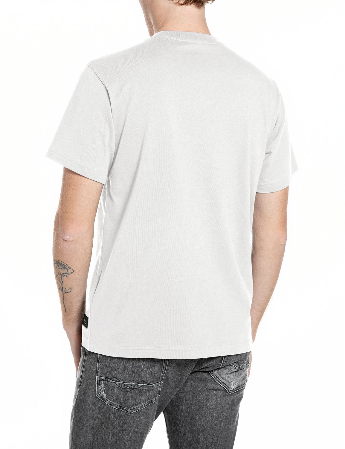 【SALE／10%OFF】REPLAY オープンエンドジャージーREACH PEACEプリントTシャツ リプレイ トップス カットソー・Tシャツ ホワイト【送料無料】