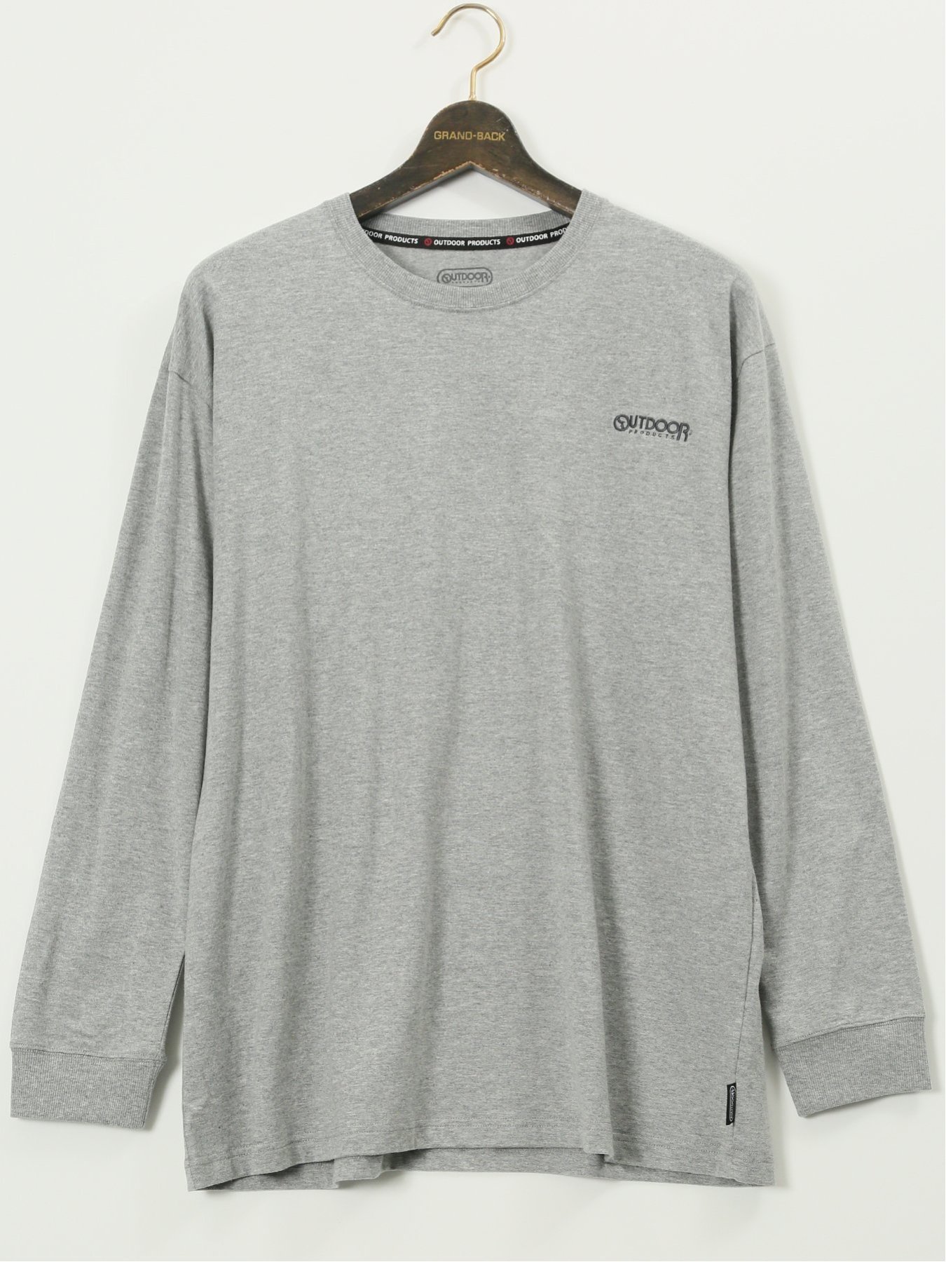 【SALE／10%OFF】GRAND-BACK 【大きいサイズ】アウトドアプロダクツ/OUTDOOR PRODUCTS 綿天竺 バックプリント クルー 長袖 Tシャツ タカキュー トップス カットソー・Tシャツ グレー【送料無料】