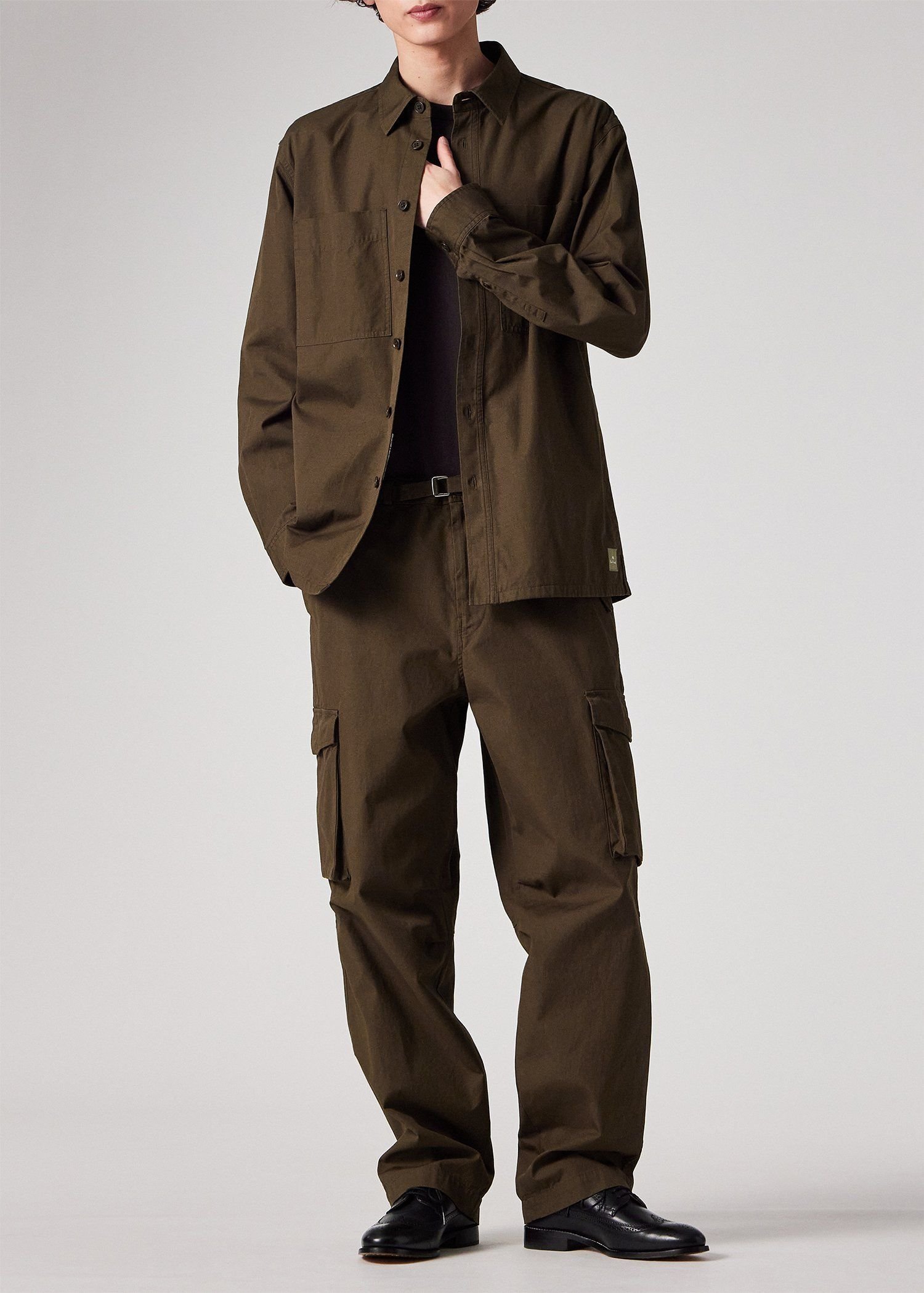 PS Paul Smith コットンリップストップ シャツブルゾン ポール・スミス ジャケット・アウター その他のジャケット・アウター ブラック グリーン【送料無料】
