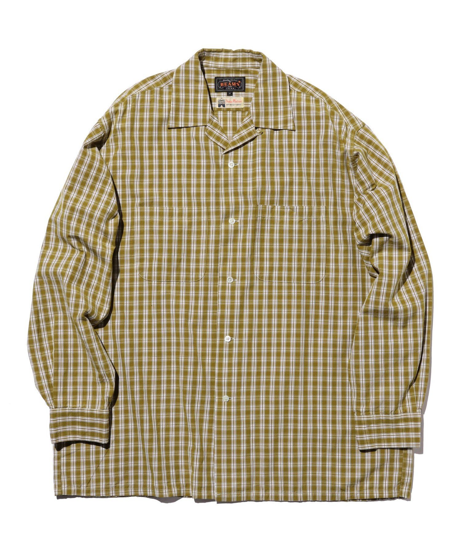 BEAMS PLUS Open Collar 80/2 Madras ビームス メン トップス シャツ・ブラウス イエロー【送料無料】