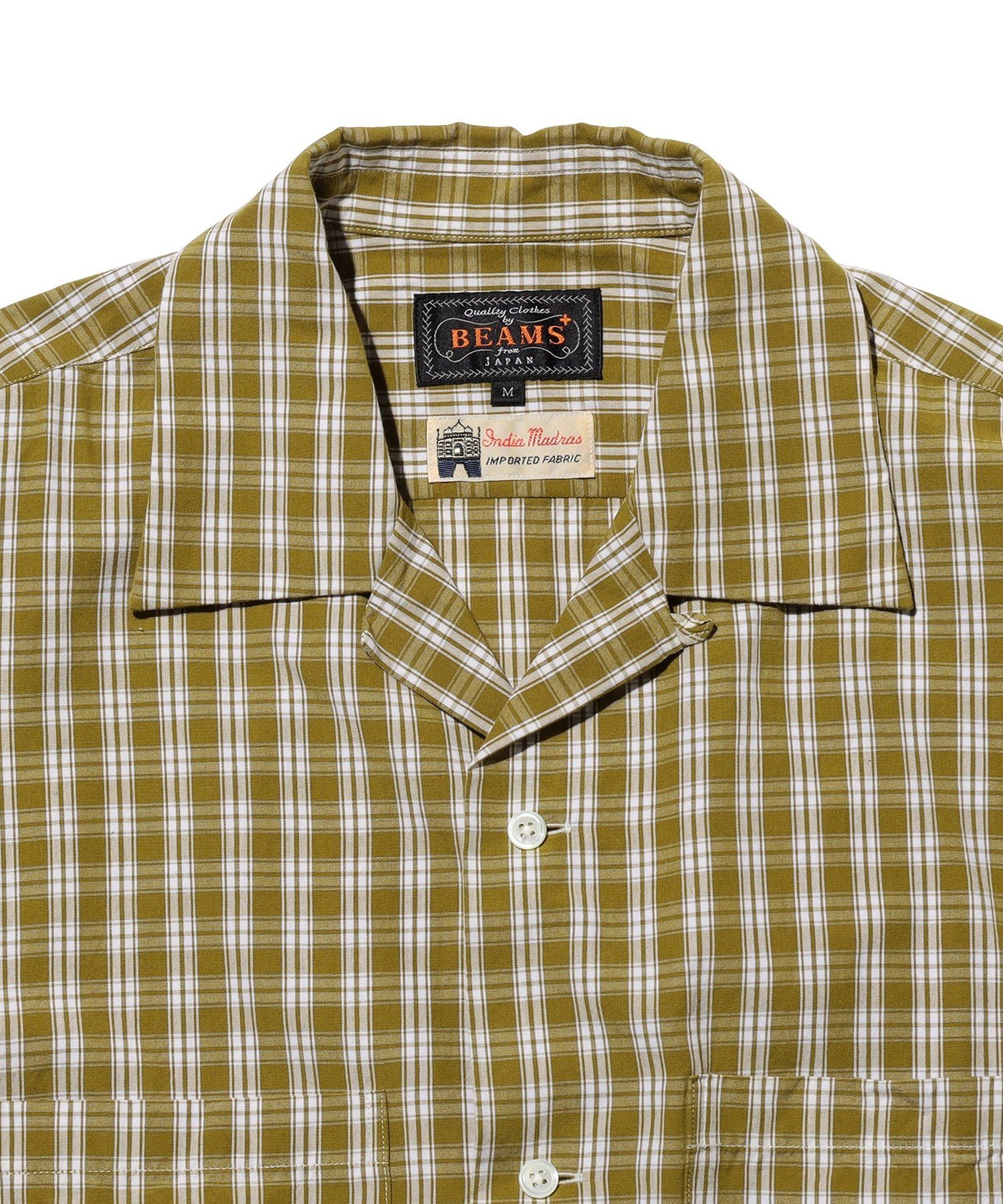 BEAMS PLUS Open Collar 80/2 Madras ビームス メン トップス シャツ・ブラウス イエロー【送料無料】