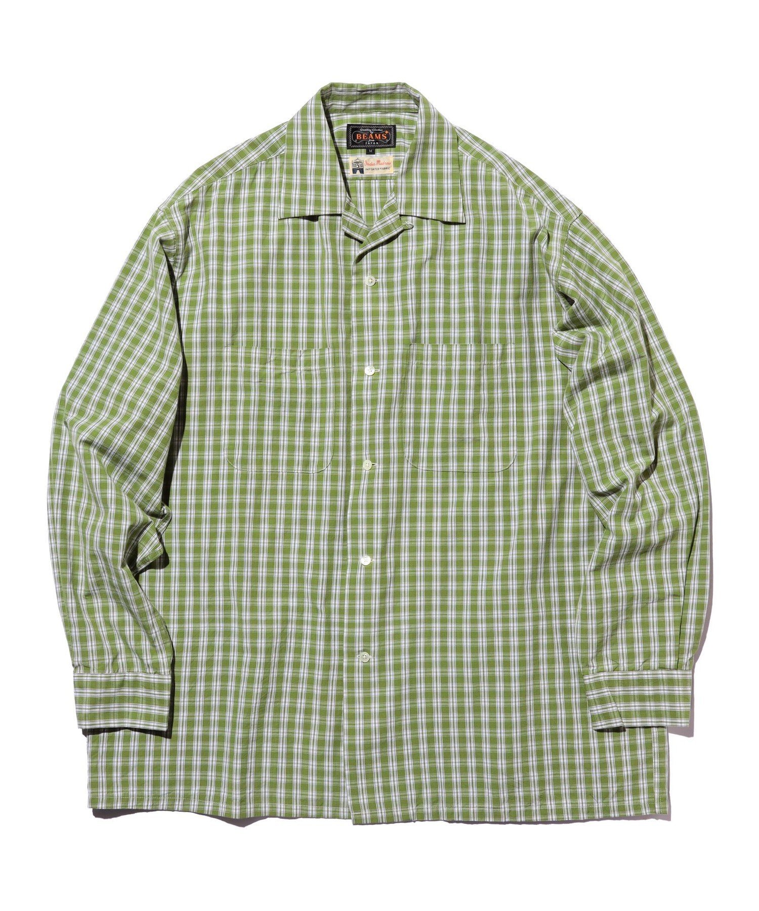 【7/16新規値下げ】Open Collar 80/2 Madras ビームス メン トップス シャツ・ブラウス ブルー グリーン イエロー