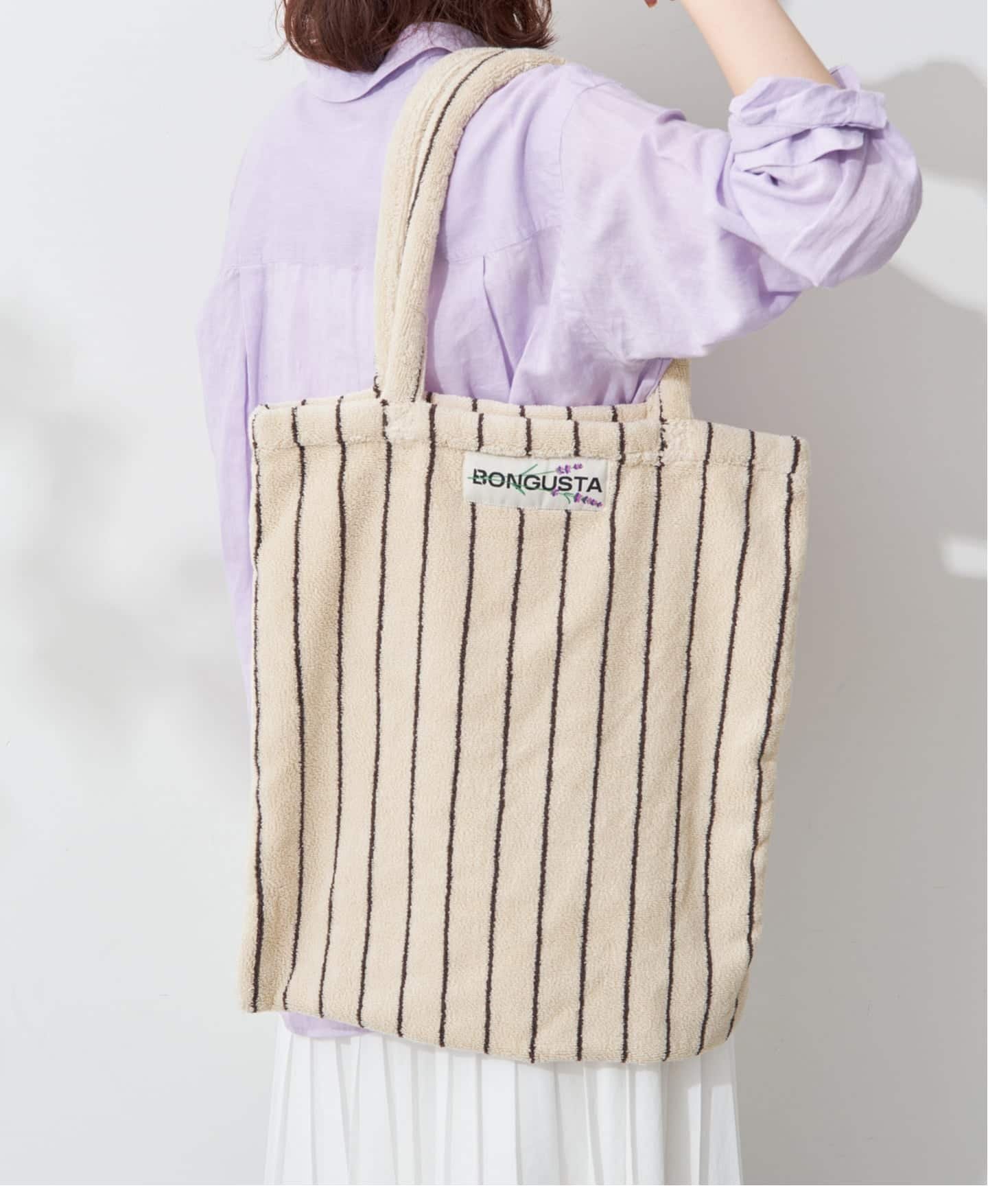 SLOBE IENA 《追加予約》BONGUSTA/ボングスタ naram striped トートバッグ スローブ イエナ バッグ トートバッグ グリーン パープル ベージュ ブラウン【送料無料】