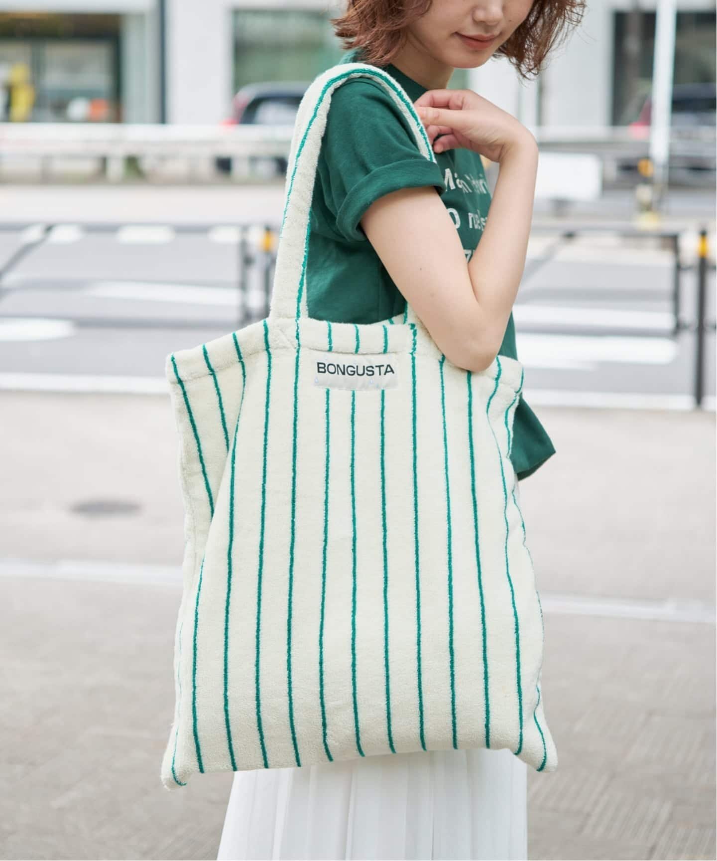 SLOBE IENA 《追加予約》BONGUSTA/ボングスタ naram striped トートバッグ スローブ イエナ バッグ トートバッグ グリーン パープル ベージュ ブラウン【送料無料】