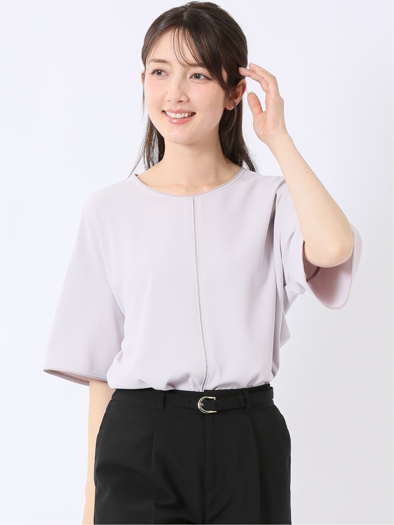 【SALE／10%OFF】m.f.editorial 配色 パイピング 半袖 プルオーバー ブラウス タカキュー トップス シャツ・ブラウス ピンク ホワイト ベージュ【送料無料】