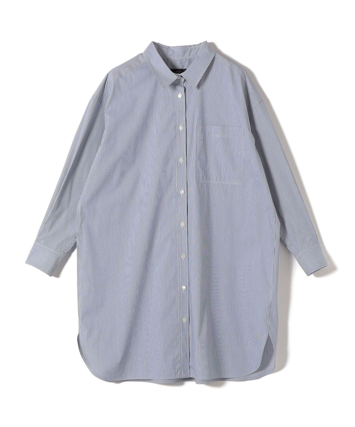 SHIPS WOMEN SHIPS Primary Navy Label:綿 ナイロン ストライプ ロング シャツ シップス トップス シャツ・ブラウス ネイビー レッド【送料無料】