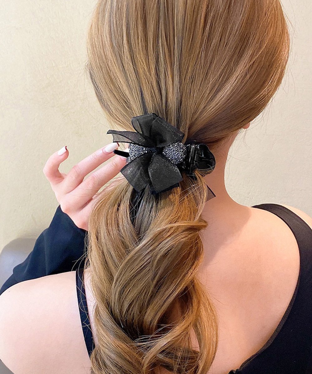 【SALE／35%OFF】miniministore バンスクリップ リボン ヘアクリップ ミニミニストア ヘアアクセサリー バレッタ・ヘアクリップ・ヘアピン ブラック ベージュ