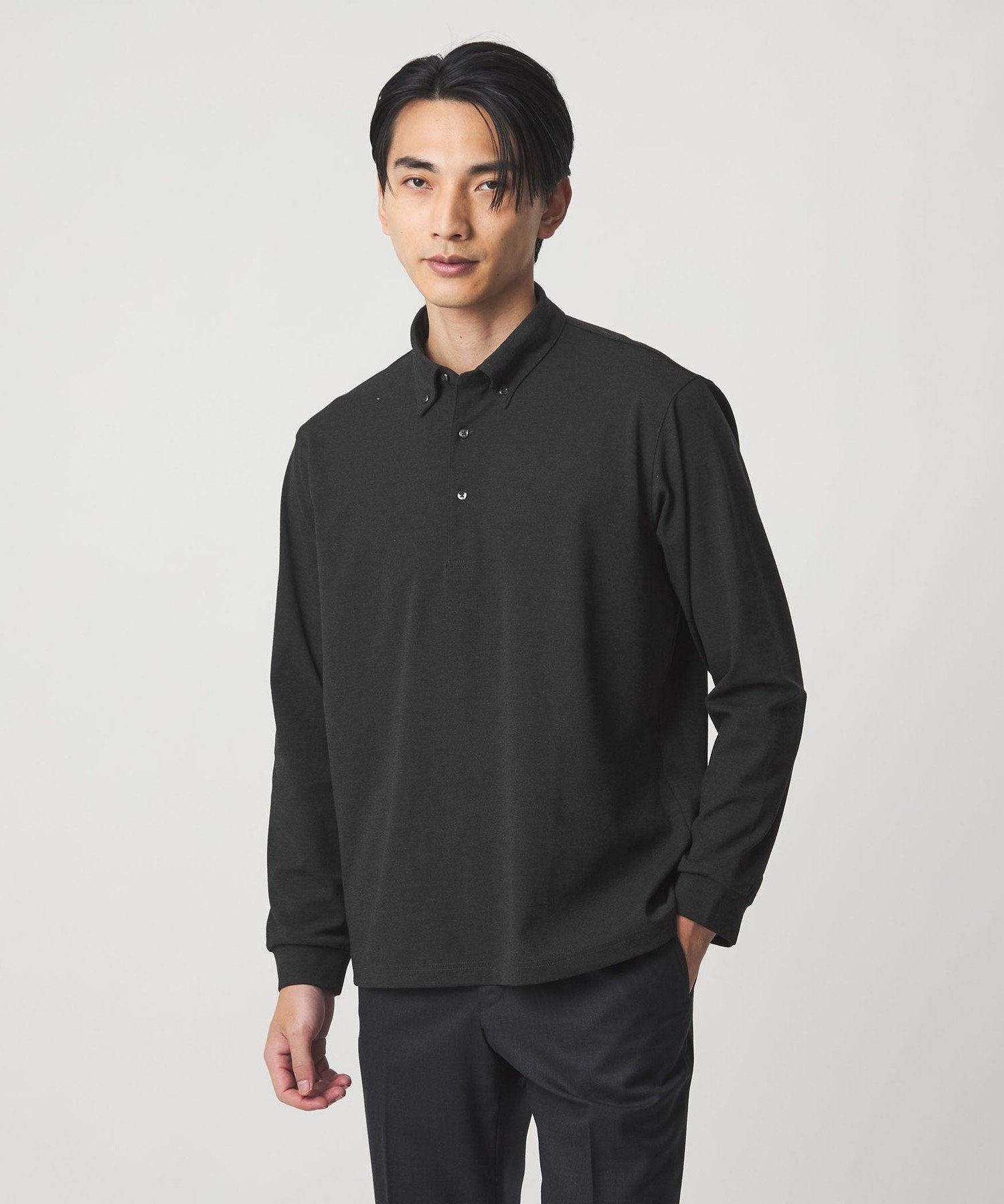 【SALE／40%OFF】UNITED ARROWS green label relaxing M/DY ボタンダウン 長袖 ポロシャツ ユナイテッドアローズ アウトレット トップス ポロシャツ ネイビー グレー【送料無料】
