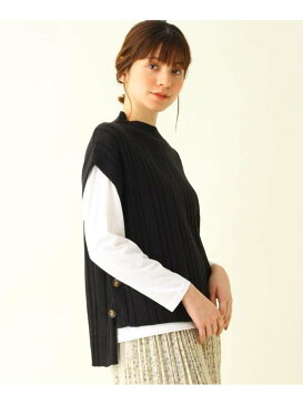 【SALE/46%OFF】SHOO・LA・RUE 脇ボタンニットベストセット シューラルー ニット アンサンブル ブラック ブラウン ベージュ