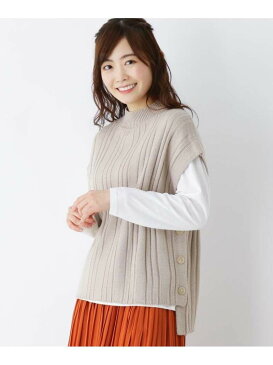 【SALE/46%OFF】SHOO・LA・RUE 脇ボタンニットベストセット シューラルー ニット アンサンブル ブラック ブラウン ベージュ