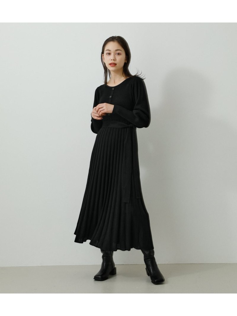 【SALE／50 OFF】AZUL BY MOUSSY PLEATS KNIT ONEPIECE アズールバイマウジー ワンピース ドレス ワンピース ブラック グリーン ホワイト