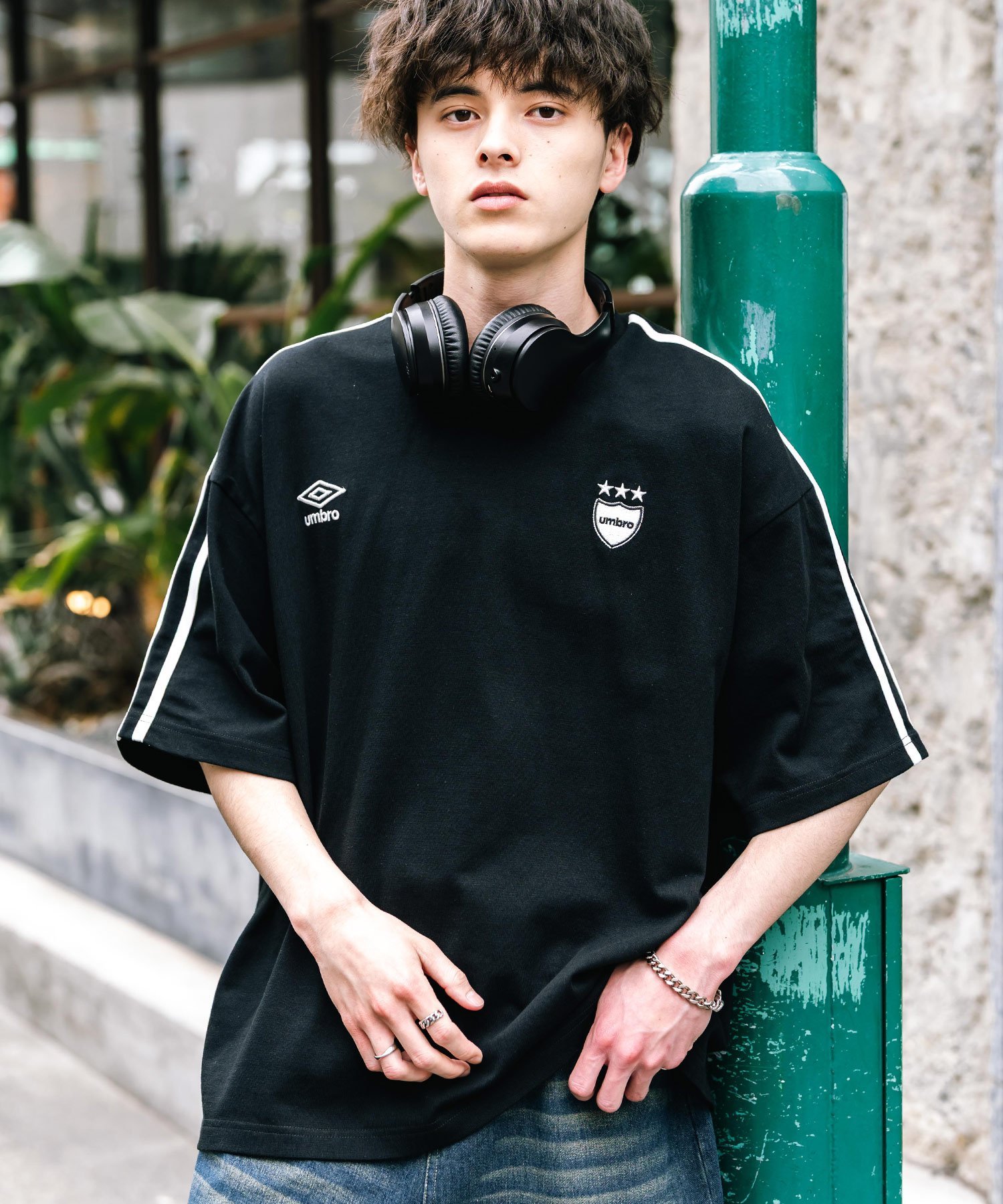 Rocky Monroe UMBRO 別注コラボ オーバーサイズサイドライントラックロゴTシャツ ロッキーモンロー トップス カットソー・Tシャツ ホワイト ブラック ネイビー【送料無料】