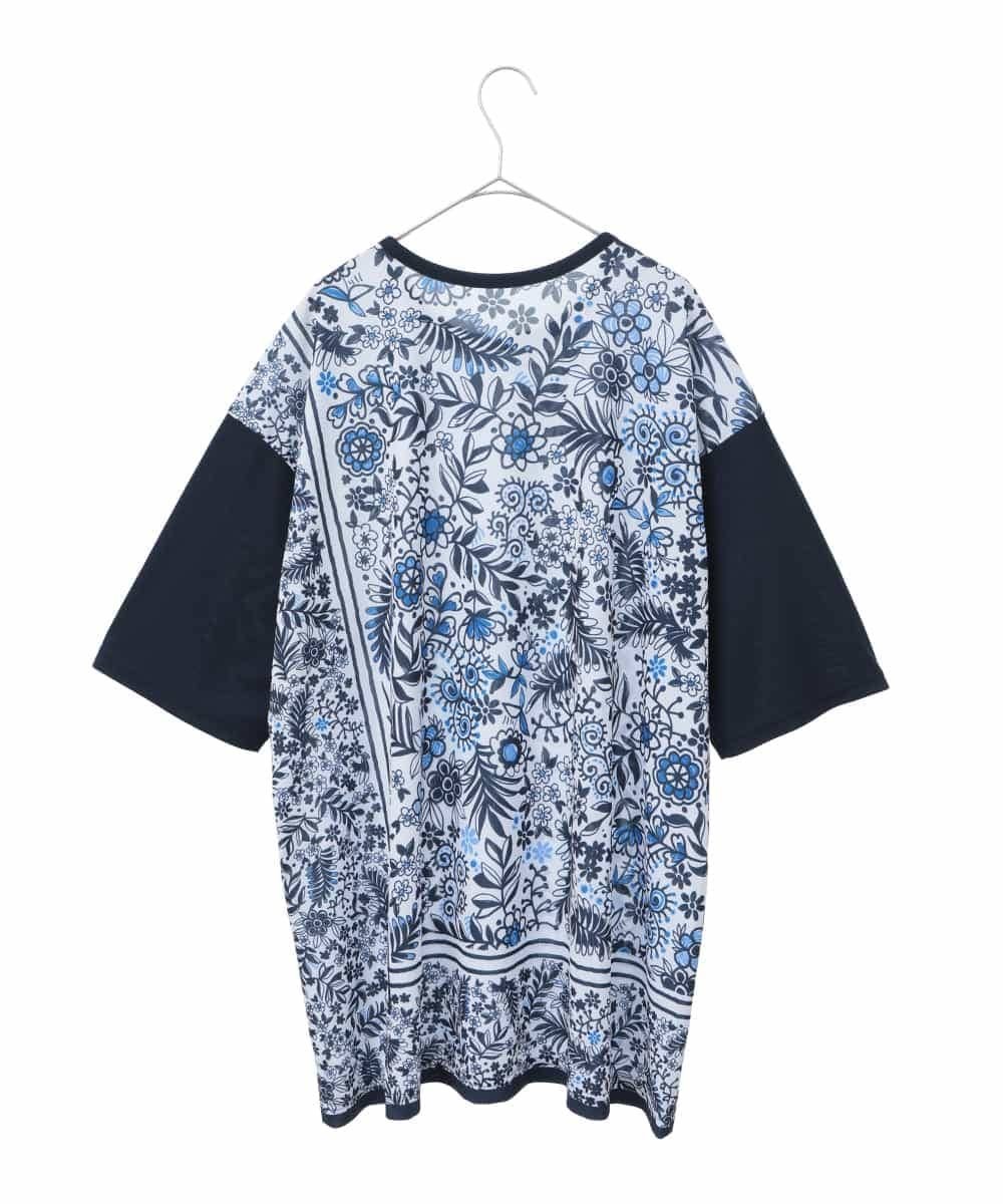 HIROKO BIS GRANDE 【大きいサイズ】フラワープリントチュニックカットソー /洗濯機で洗える ヒロコ ビス グランデ ワンピース・ドレス チュニック オレンジ ブルー【送料無料】