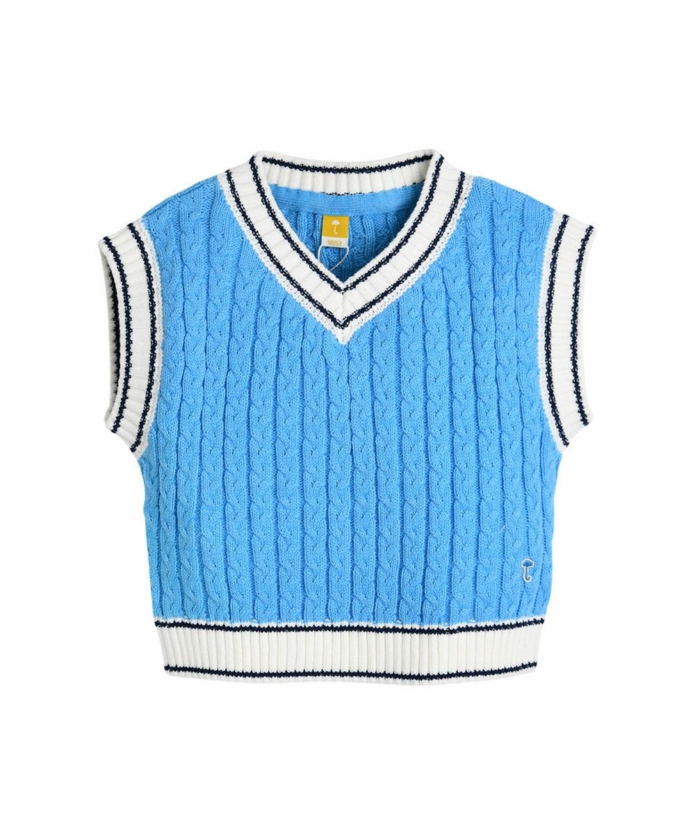 【SALE／50%OFF】moimoln フラップニットベスト モイモルン トップス ベスト・ジレ ブルー