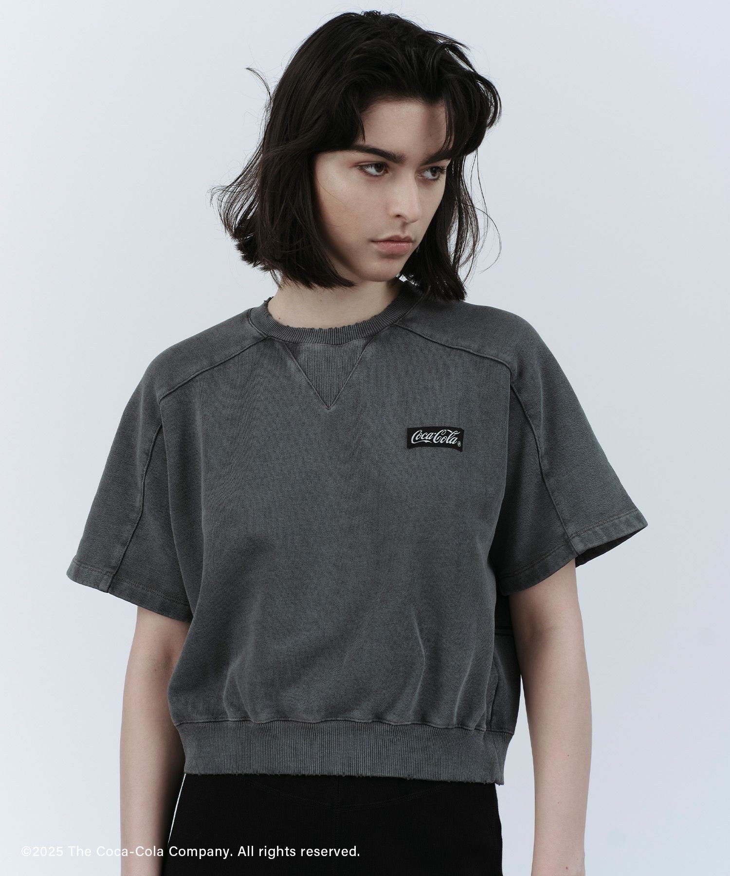 【SALE／50%OFF】ADAM ET ROPE' FEMME 【Coca-Cola】Garment dye sweat H/S アダムエロペ トップス スウェット・トレーナー ホワイト グレー【送料無料】
