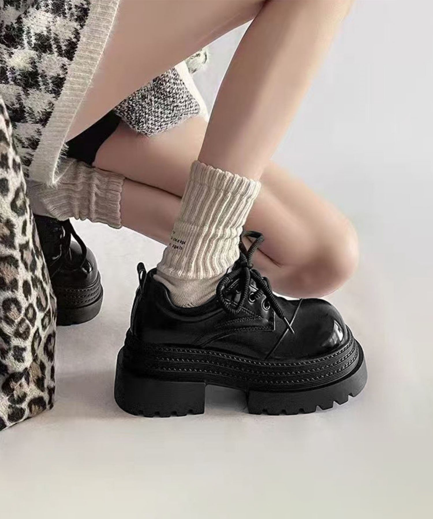 【SALE／5%OFF】aimoha - select - 【shoes365】厚底レースアップシューズ アイモハ シューズ・靴 ローファー ブラック ブラウン...