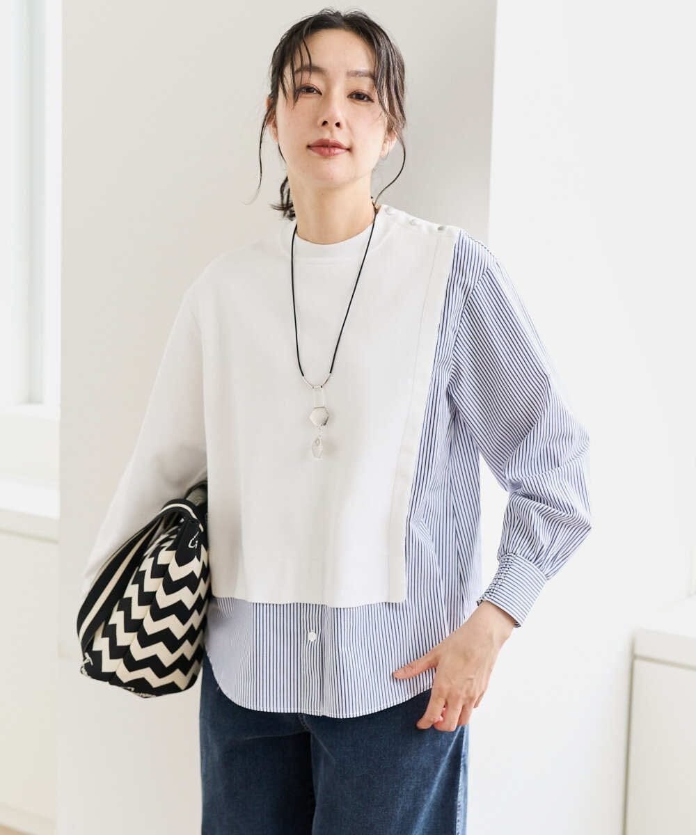 【SALE／50%OFF】GEORGES RECH ストライプコンビアシンメトリーニット ジョルジュ・レッシュ トップス ニット ネイビー ホワイト【送料無料】