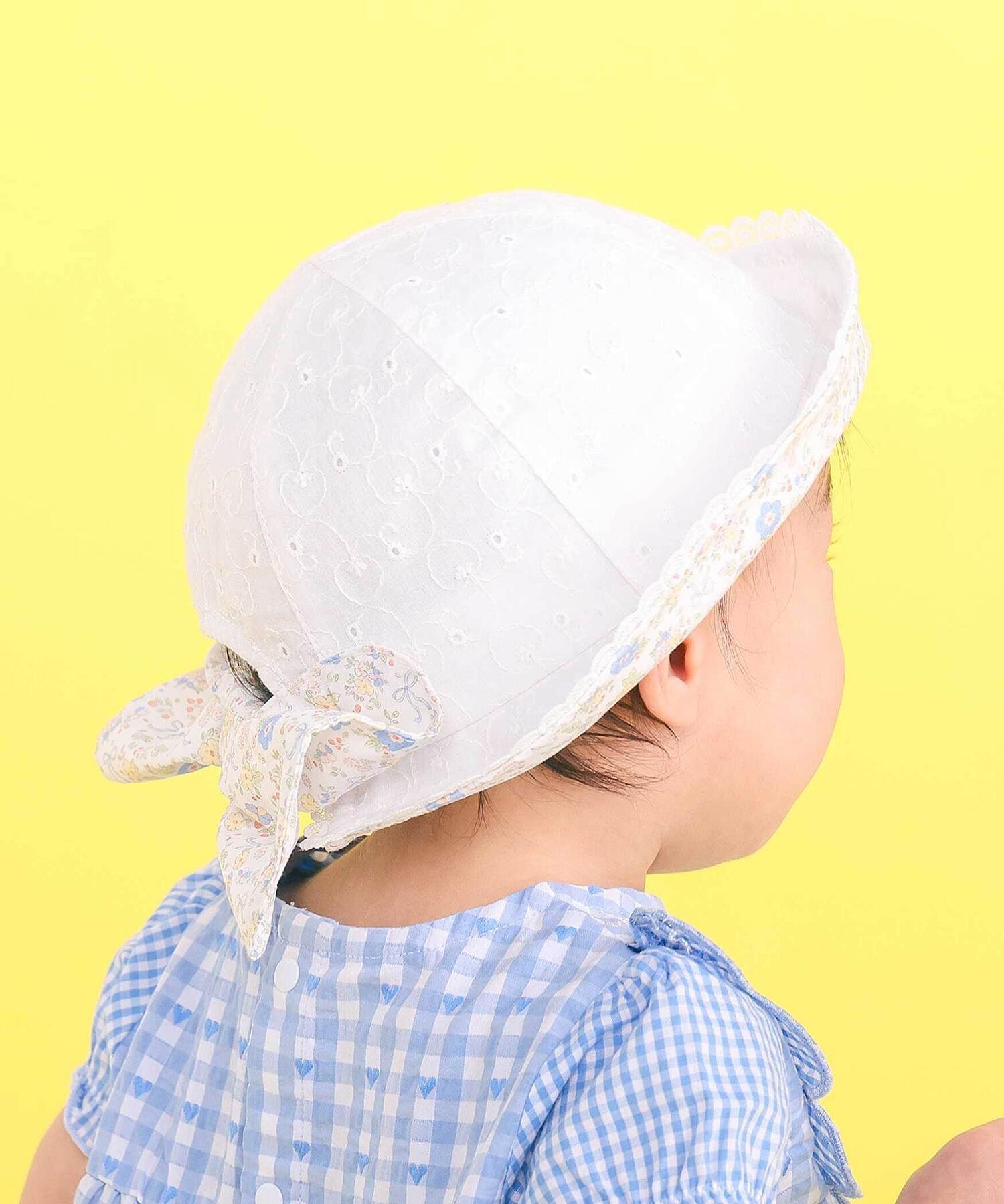 SLAP SLIP BABY 日よけ&レース付き帽子ベビー(46~48cm) ベベ オンライン ストア マタニティウェア・ベビー用品 ベビー帽子 ホワイト ピンク