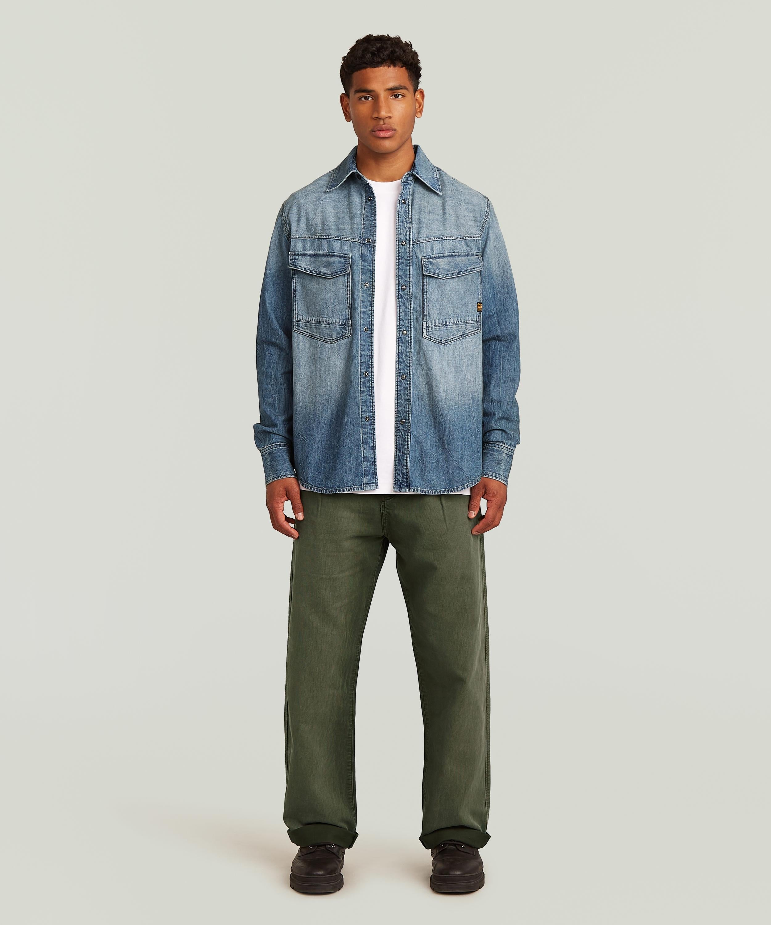 【公式ショップ】DAKOTA REGULAR SHIRT/ヴィンテージライククラシックディテールデニムシャツ ジースターロゥ トップス シャツ・ブラウス ブルー
