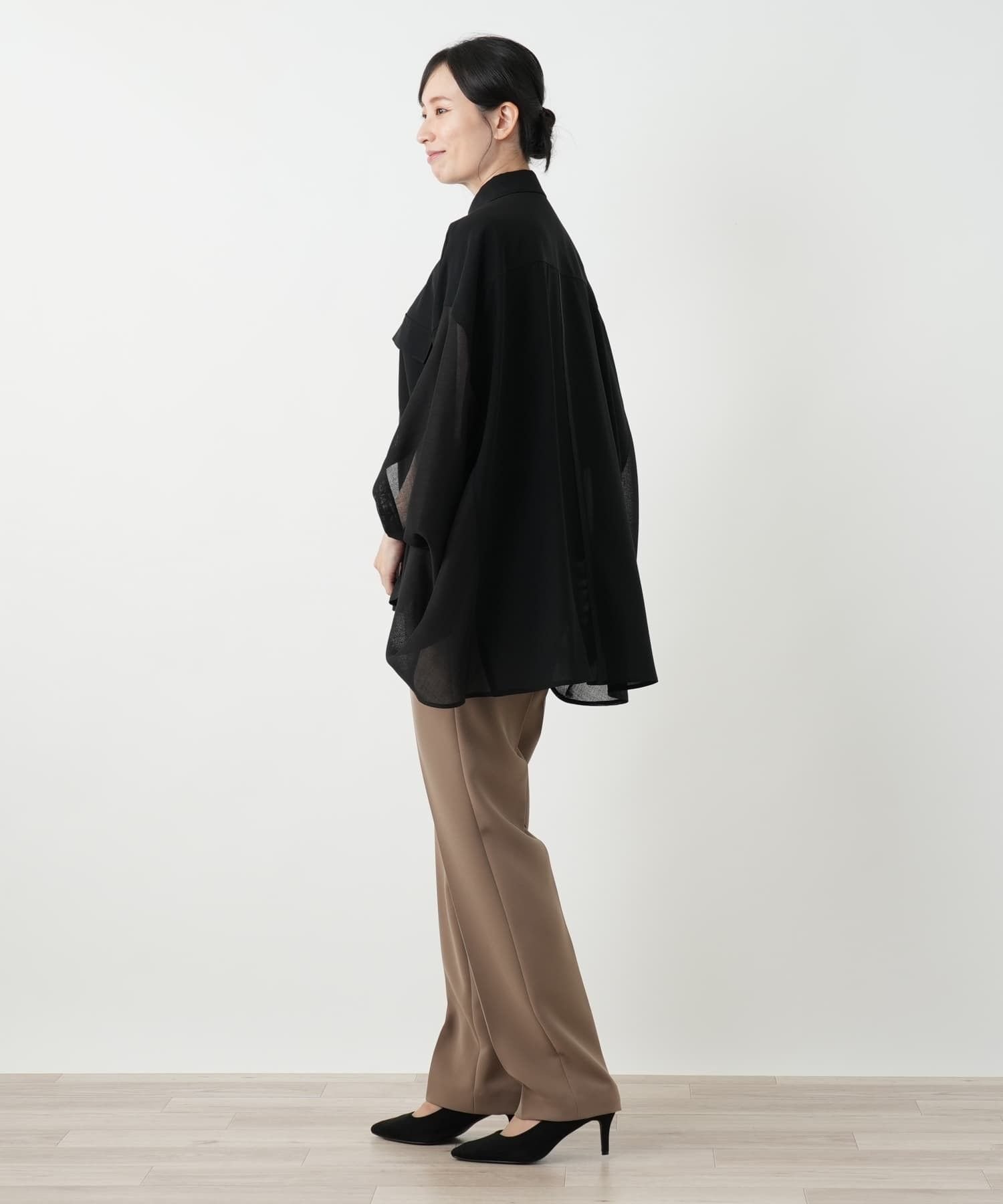 【SALE／48%OFF】Leilian ポンチョ風ブラウス レリアン トップス シャツ・ブラウス ブラック【送料無料】 stylife-15576926 Rakuten Fashion サンプル画像3