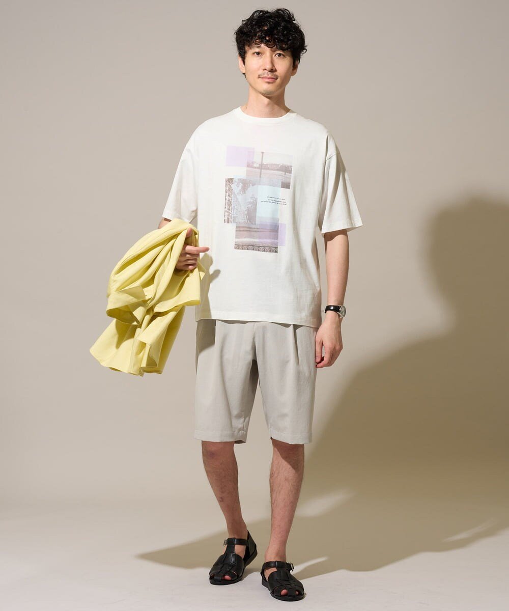 【接触冷感/洗濯機で洗える/イージーケア/毛玉になりにくい】フォトプリントワイドシルエットカットソー アー・ヴェ・ヴェ トップス カットソー・Tシャツ ホワイト