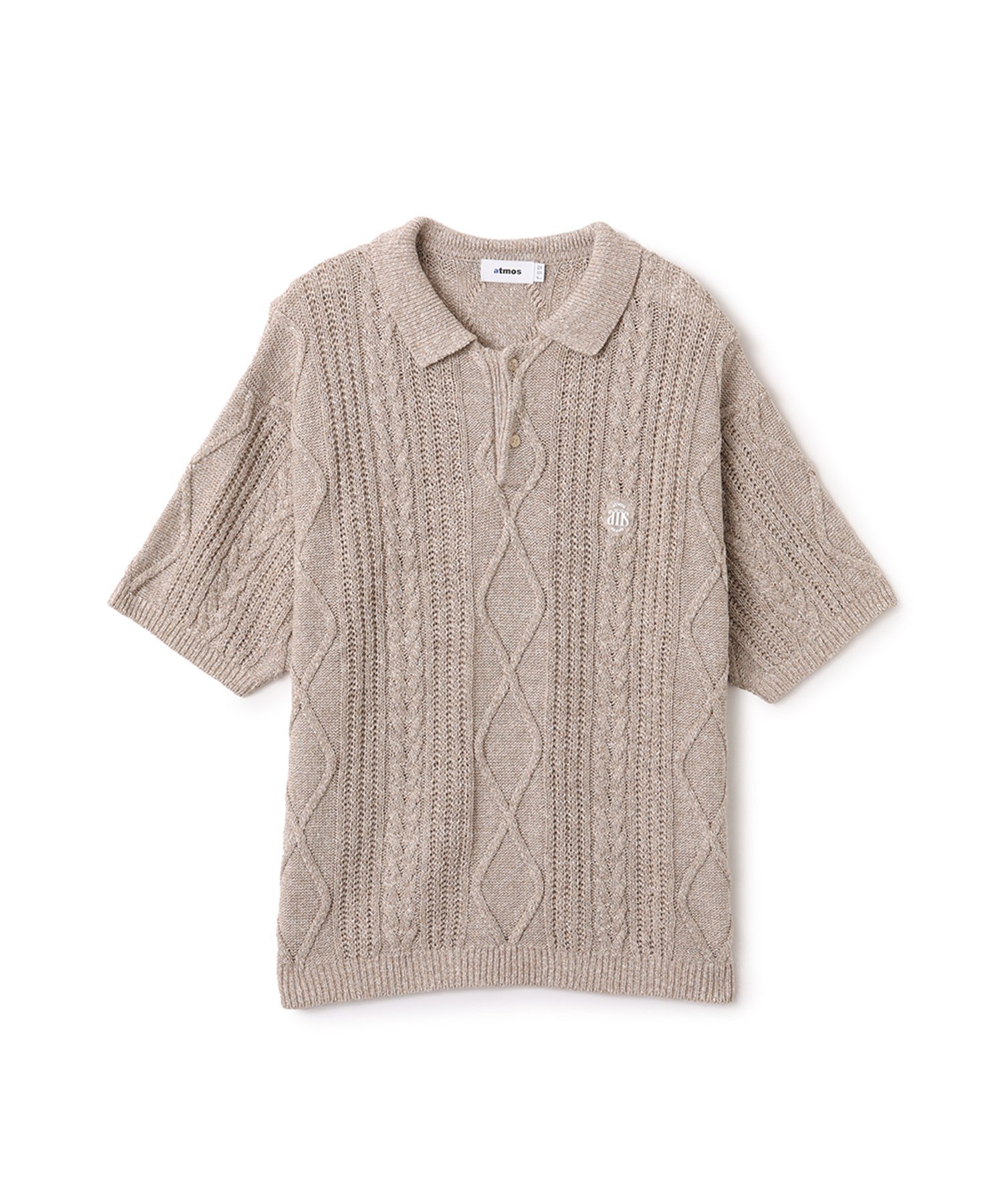 atmos atmos Cable Knit Polo Shirt BEIGE アトモス トップス ニット ベージュ【送料無料】