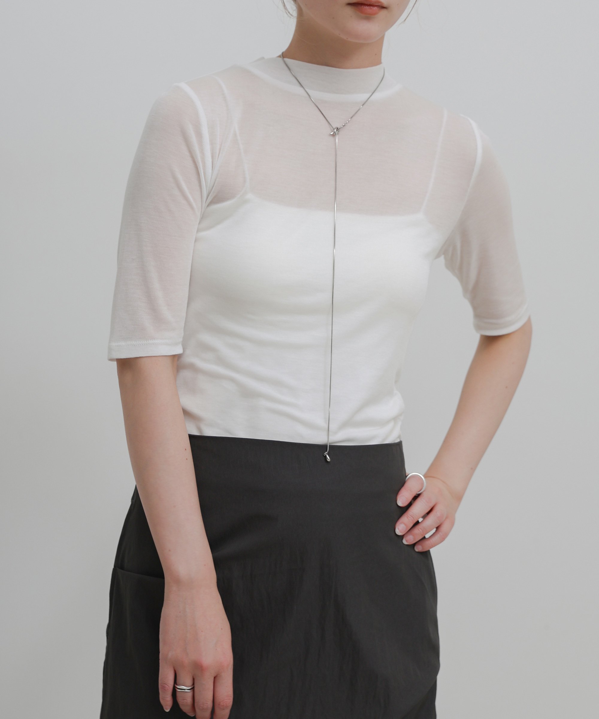 SELECT MOCA ボトルネックシアーTシャツ セレクトモカ トップス カットソー・Tシャツ