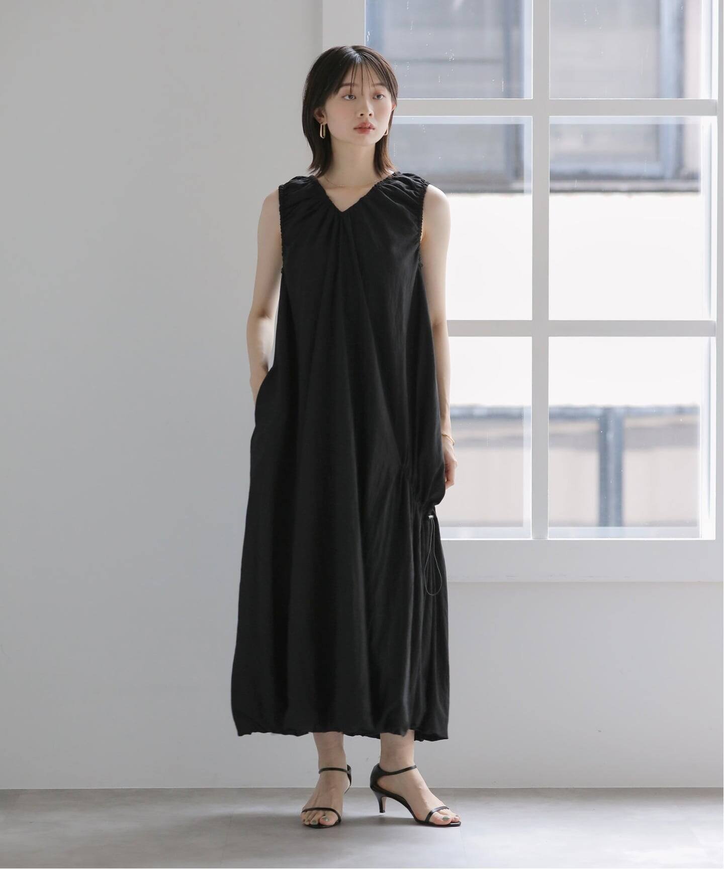 La Totalite 【洗える】ナイロンワッシャー2WAYワンピース ラ トータリテ ワンピース・ドレス ワンピース ブラック グレー