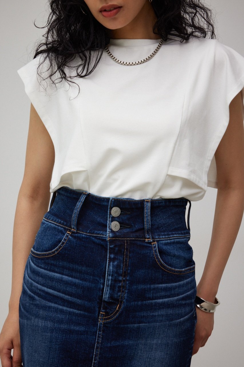 AZUL by moussy PANEL SLEEVE CUT TOPS アズールバイマウジー トップス ノースリーブ・タンクトップ ホワイト ブラック ブルー オレンジのサムネイル