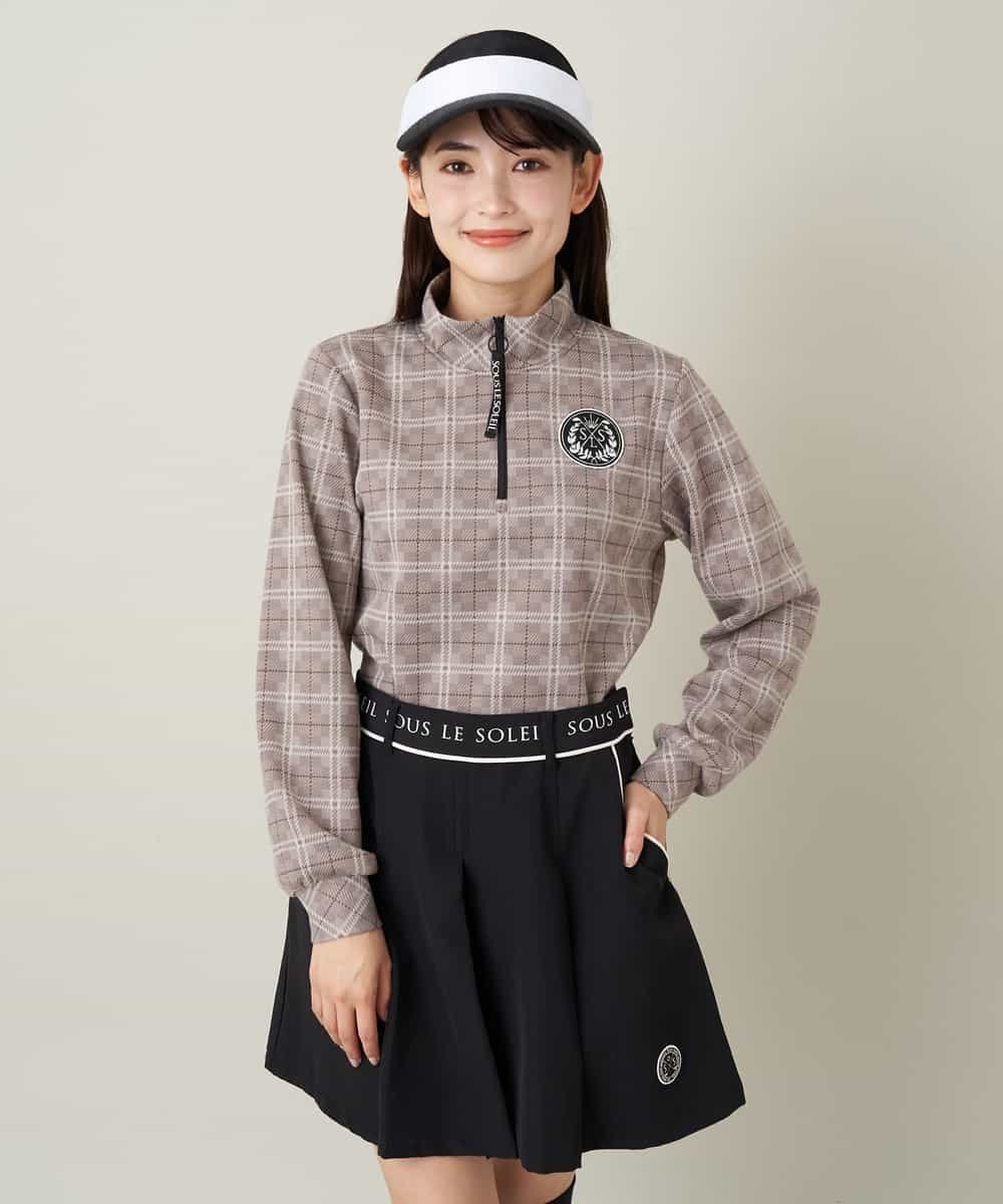 レディースゴルフウエア ハーフZIPモックネックトップス アー・ヴェ・ヴェ トップス カットソー・Tシャツ ブラック ベージュ