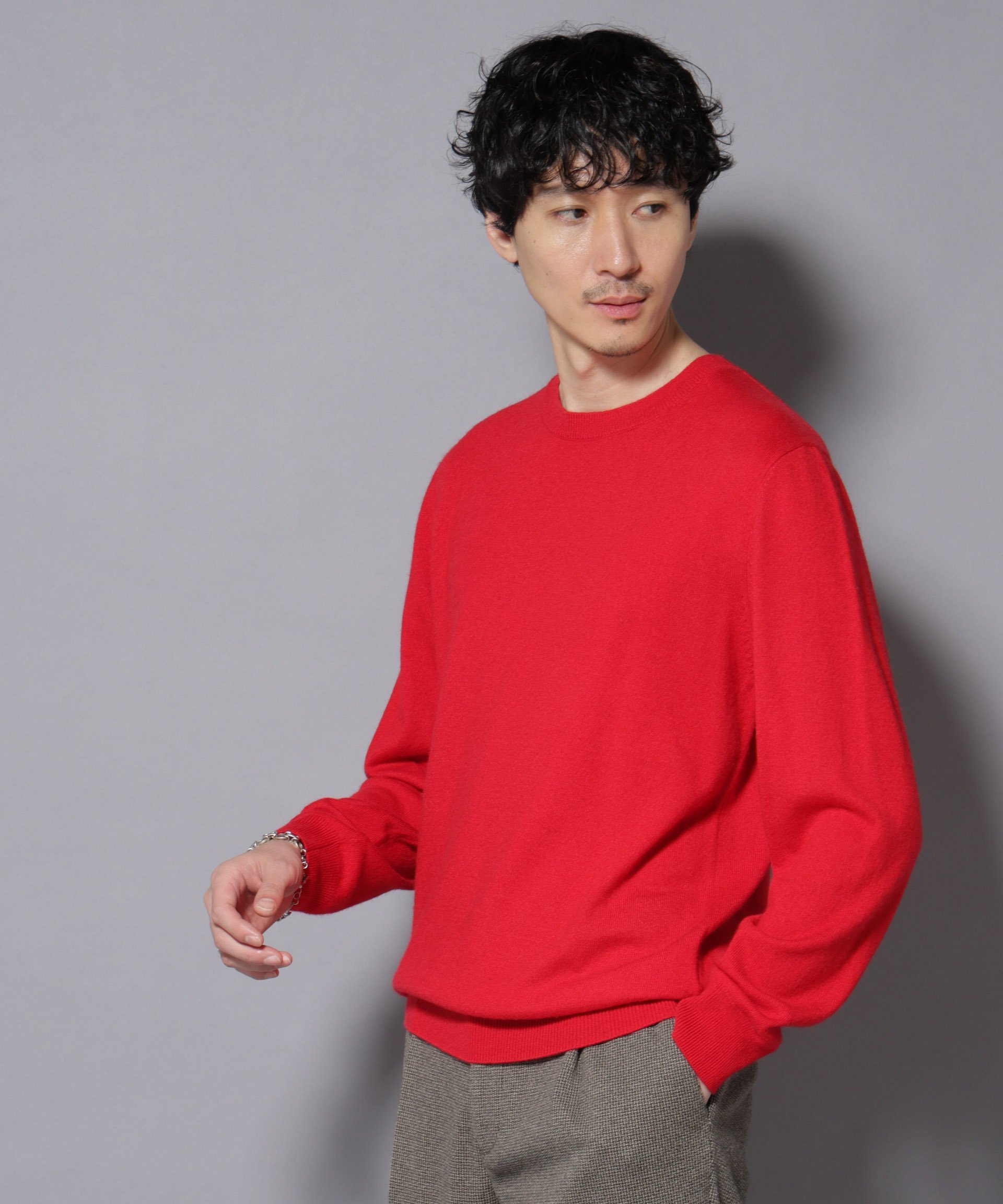 NANO universe カシミヤミックスクルーネックニット ナノユニバース トップス ニット ブルー グレー レッド ネイビー【送料無料】