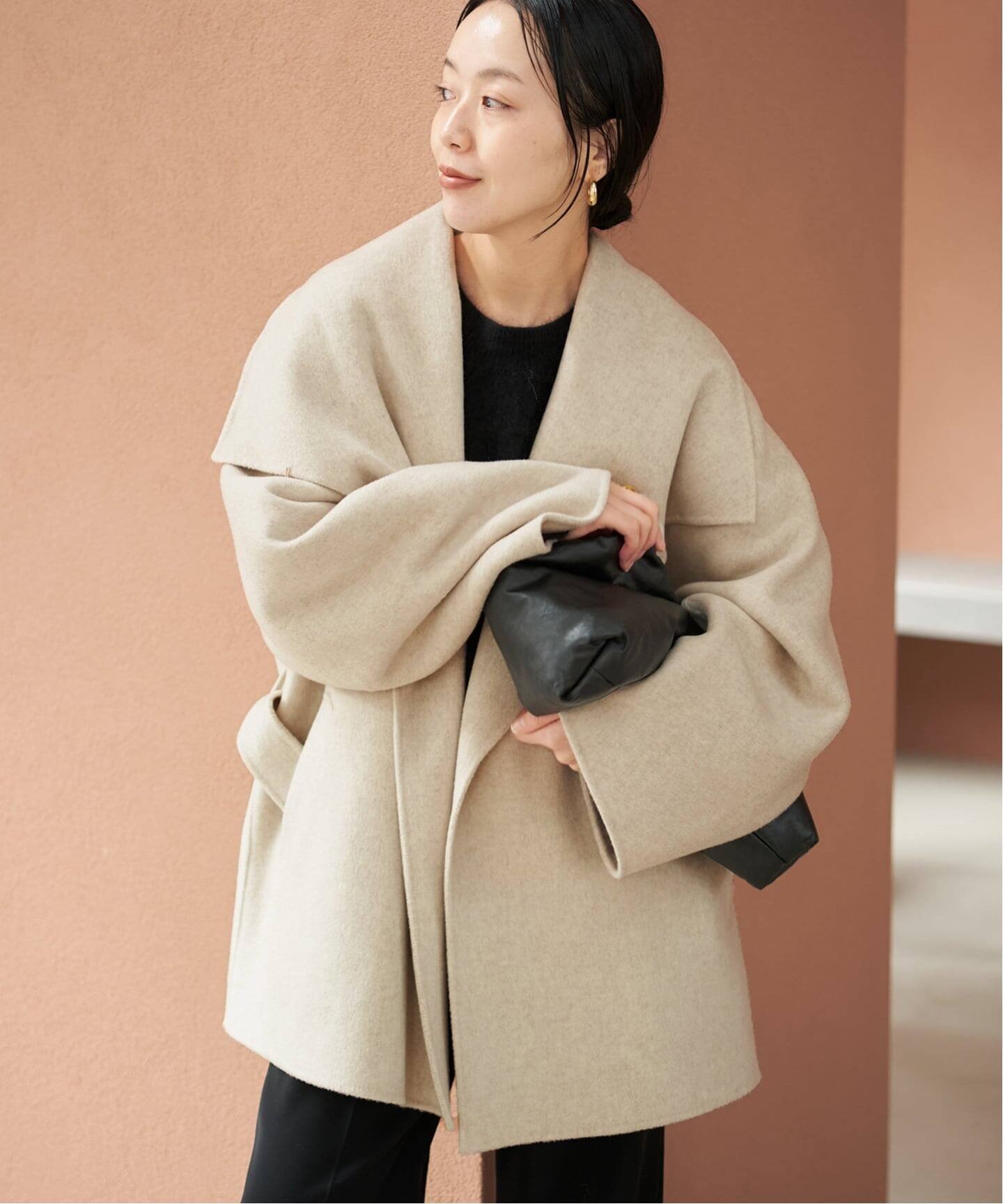 plage 《追加予約》HAMILTON DRAPE HALF コート 2 プラージュ ジャケット・アウター ブルゾン・ジャンパー ベージュ ブラック【送料無料】のサムネイル