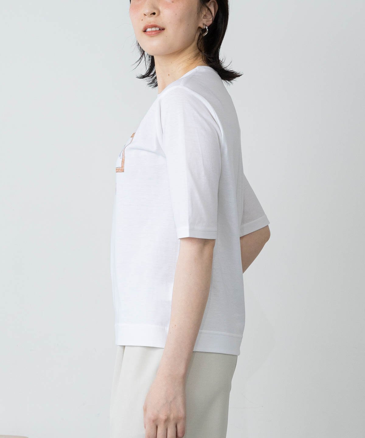 【スタジオピッコーネ公式】コットン100%UV速乾5分袖プルオーバー スタジオピッコーネ トップス カットソー・Tシャツ ホワイト
